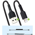StarTech.com 1m (3ft) USB to Lightning Cable, MFi Certified, Coiled iPhone Charger Cable, Black, Durable TPE Jacket Aramid Fiber - Alternate view 7