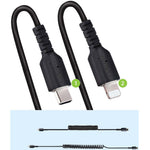StarTech.com 1m (3ft) USB C to Lightning Cable, MFi Certified, Coiled iPhone Charger Cable, Black, Durable TPE Jacket Aramid Fiber - Alternate view 7