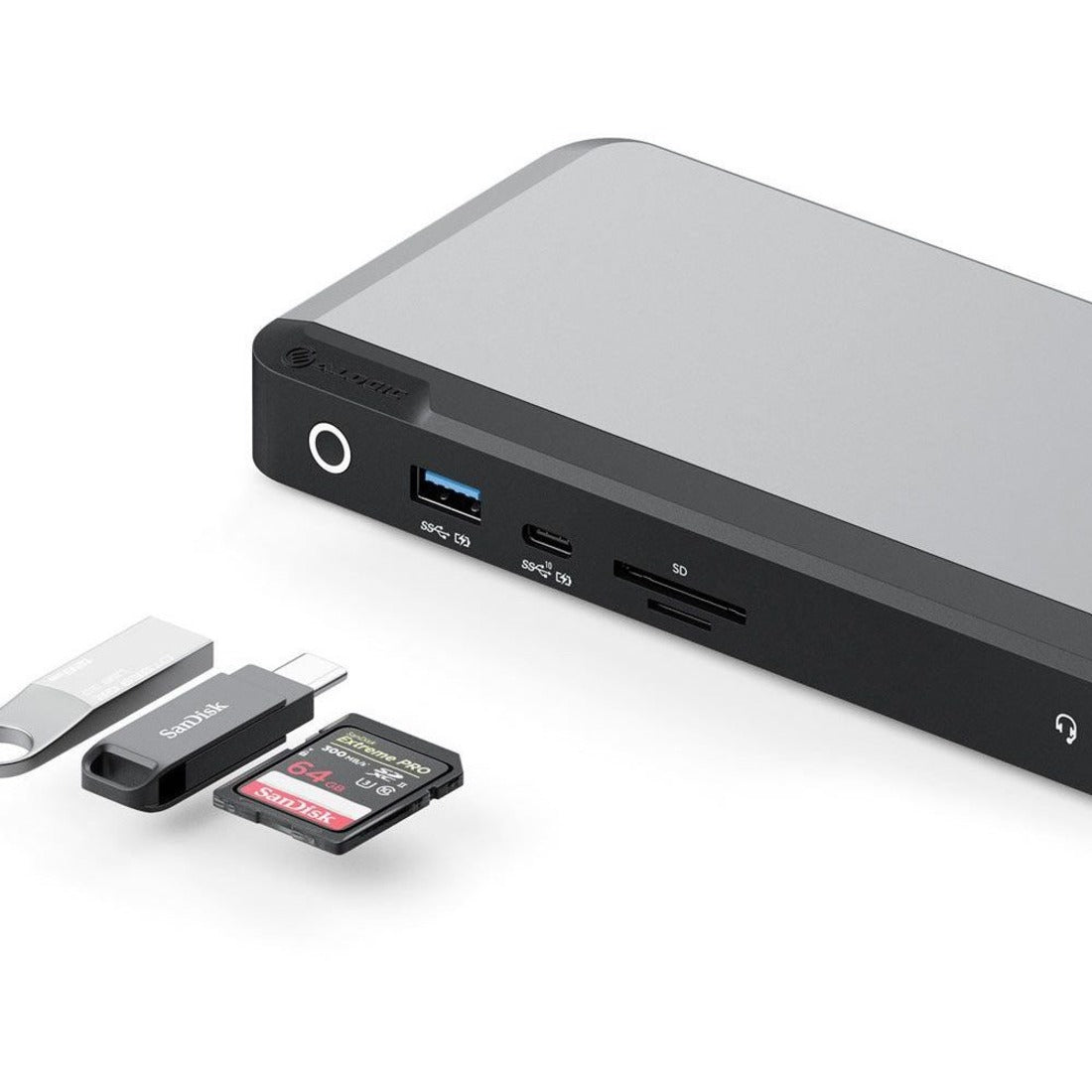 Alogic DX3 USB Type C Docking Station for Notebook - Memory Card Reader - SD - 100 W - Black, Space Gray - TAA Compliant - Alternate view 6