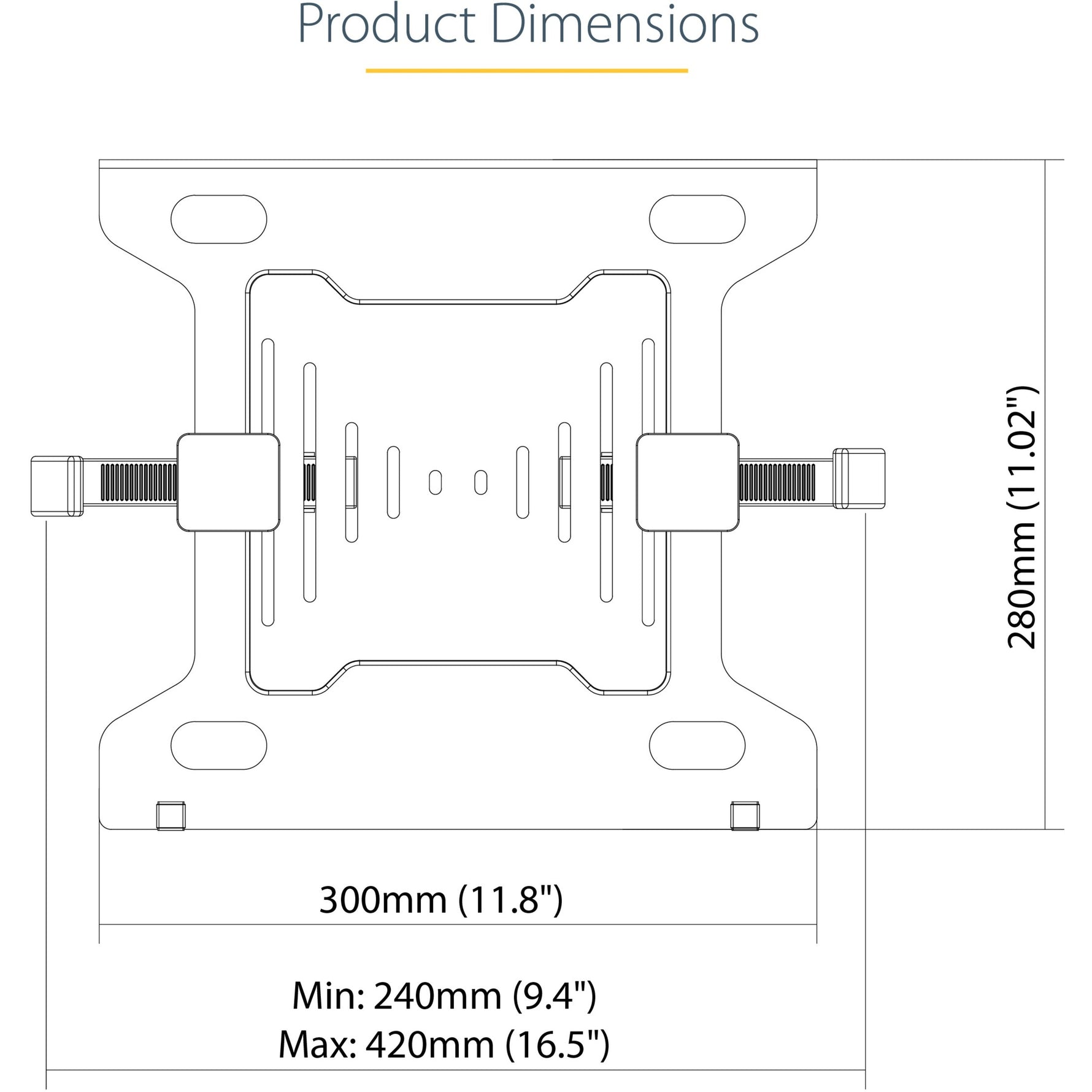 StarTech.com VESA Laptop Tray, Adjustable Monitor Arm Laptop Tray, Secures Notebooks up to 4.5kg (9.9lb), 75x75 & 100x100 VESA, Ventilated - Alternate view 6