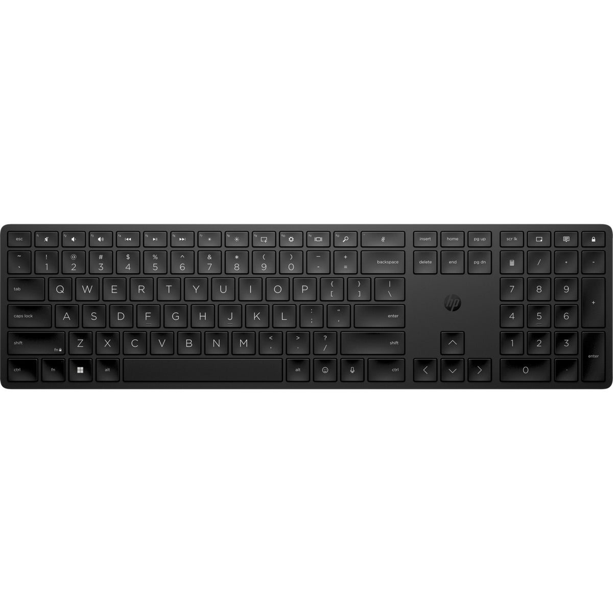 HP 450 Keyboard - Wireless Connectivity - USB Type A Interface - Black - Top view