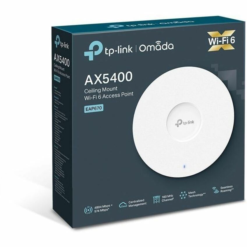 TP-Link EAP670 Dual Band Wi-Fi 6 IEEE 802.11 a/b/g/n/ac/ax 5.25 Gbit/s Wireless Access Point