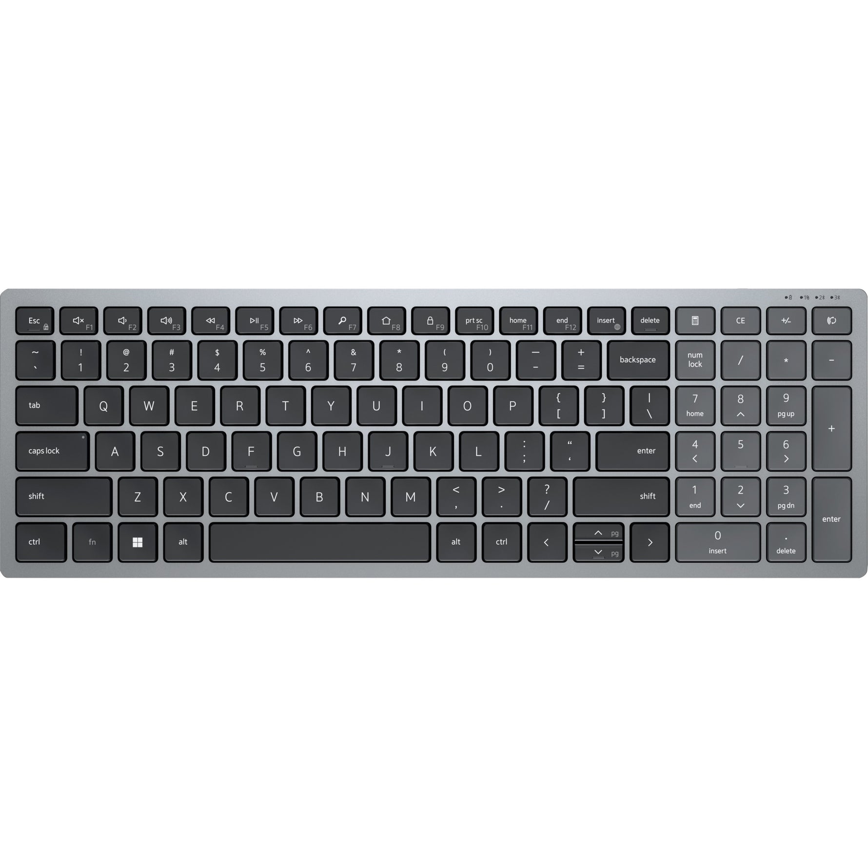 Dell Compact Multi-Device Wireless Keyboard US English - KB740 - Retail Packaging - Top view
