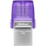 Kingston DataTraveler microDuo 3C DTDUO3CG3 64 GB USB 3.2 (Gen 1) Type C Flash Drive - Purple - Top view