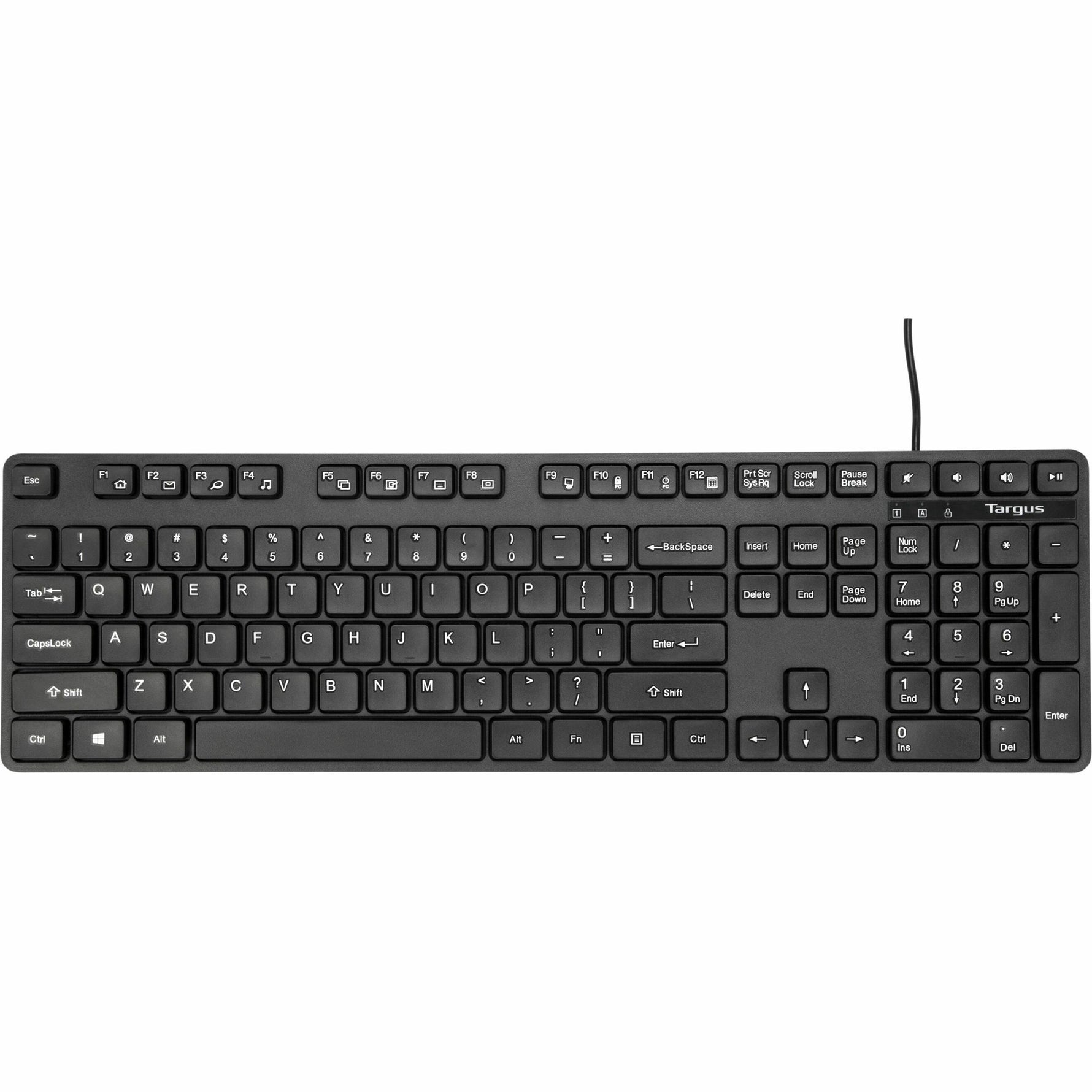 Targus AKB30AMUS Keyboard - Cable Connectivity - USB Interface - Black - Top view