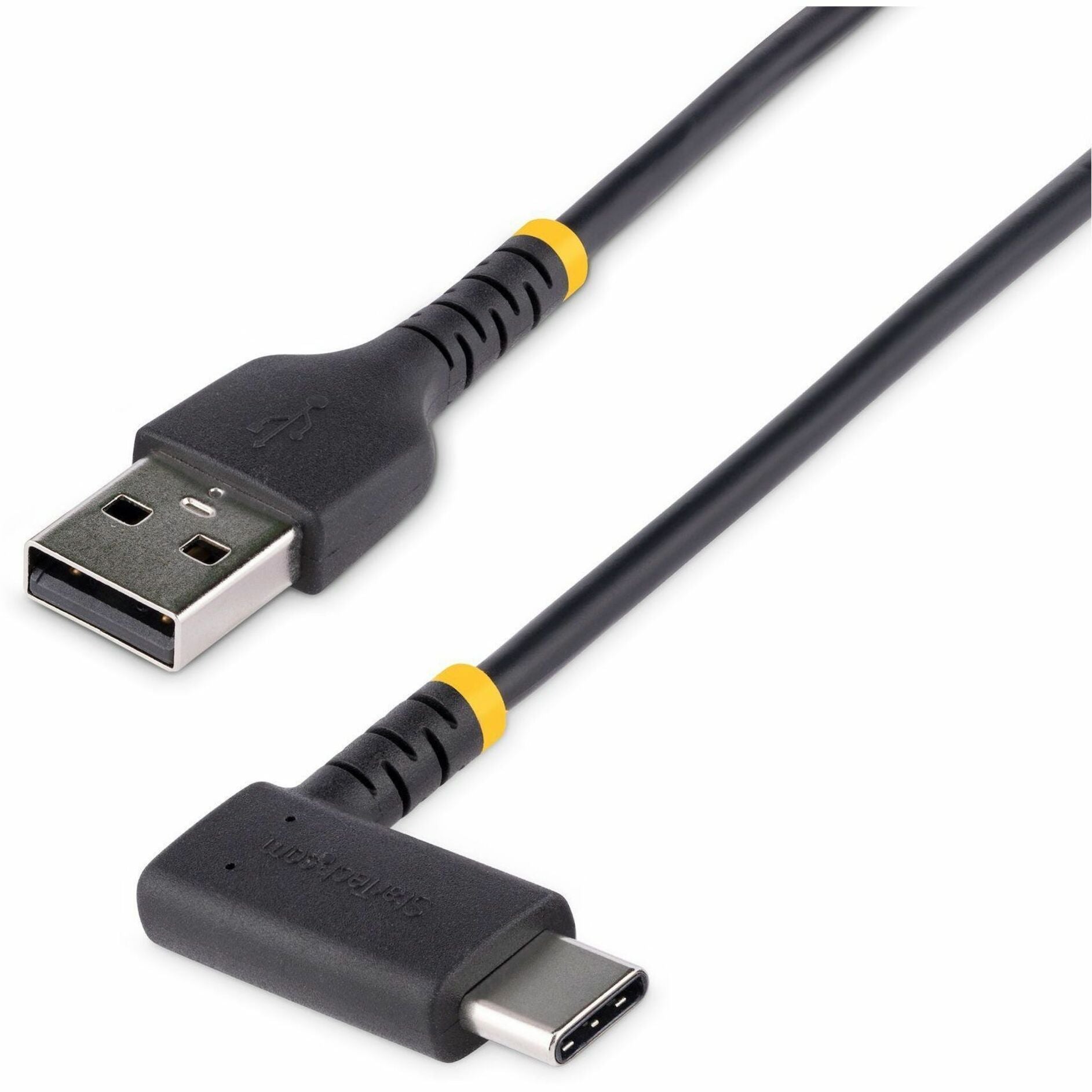 StarTech.com 6tf (2m) USB A to C Charging Cable Right Angle, Heavy Duty Fast Charge USB-C Cable, Durable and Rugged Aramid Fiber, 3A