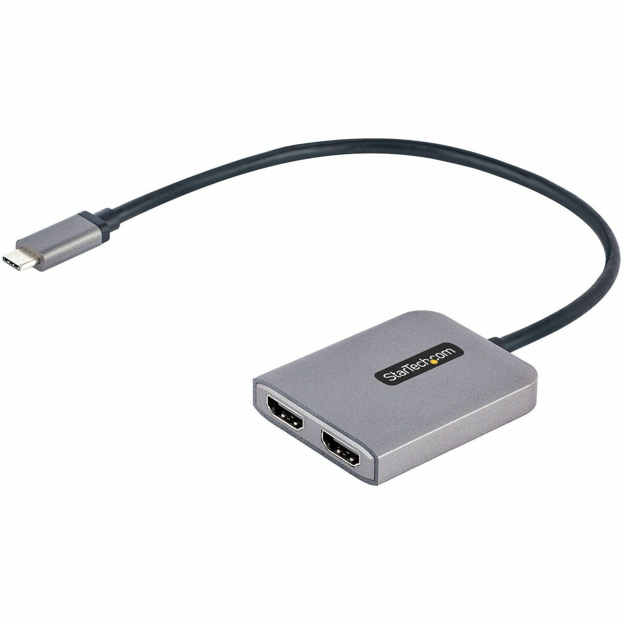 StarTech.com USB-C to Dual HDMI Adapter, USB Type-C Multi-Monitor MST Hub, Dual 4K 60Hz HDMI Laptop Display Extender / Splitter, Windows