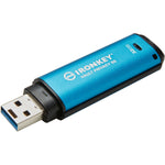 IronKey Vault Privacy 50 Series IKVP50 32 GB USB 3.2 (Gen 1) Type A Flash Drive - Blue - 256-bit AES - TAA Compliant - Left view
