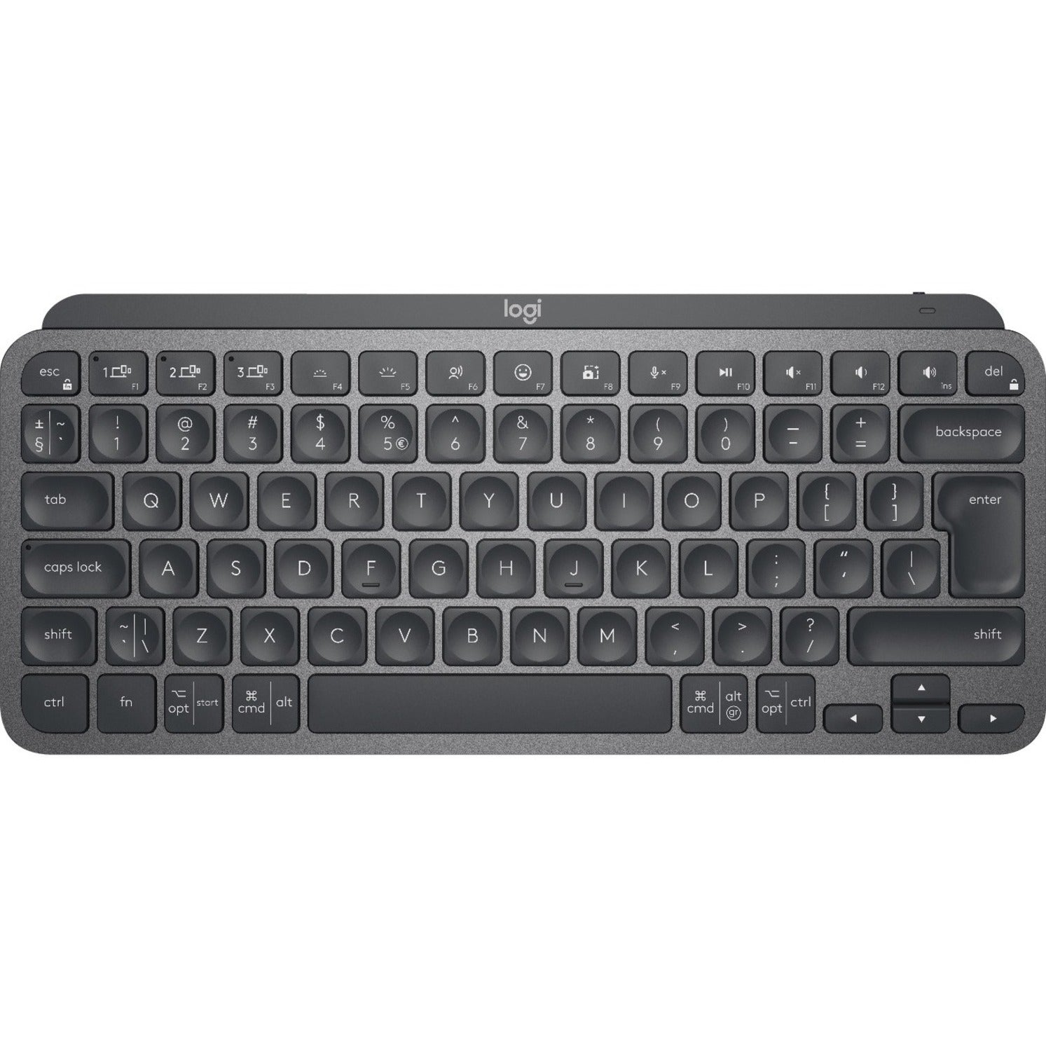 Logitech MX Keys Mini for Business Keyboard - Wireless Connectivity - English (US), Brazilian - Graphite - Top view