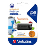 Verbatim PinStripe 256 GB USB 3.2 (Gen 1) Flash Drive - Black