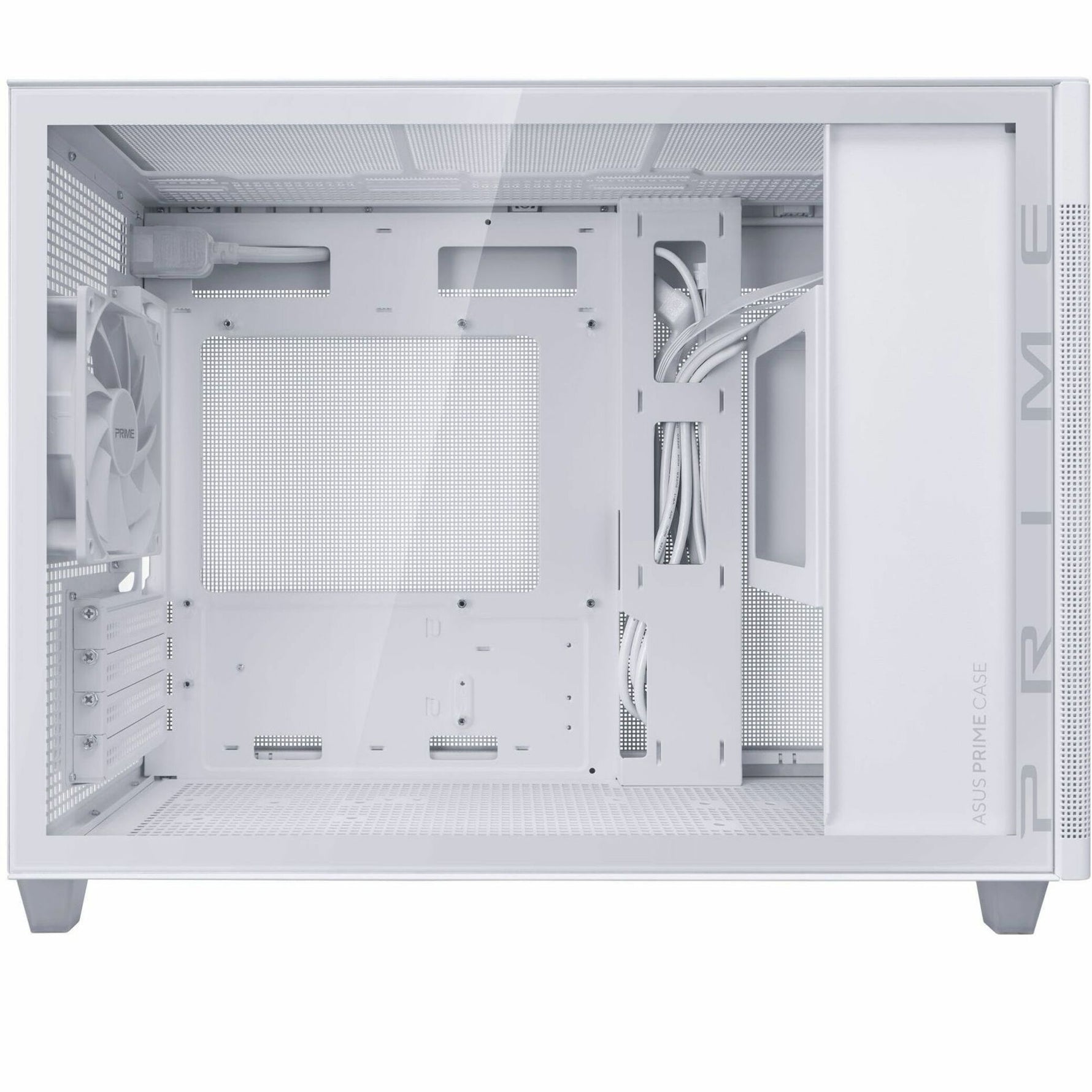 Asus AP201 ASUS PRIME CASE TG Computer Case - Micro ATX, Mini ITX Motherboard Supported - Tower - Tempered Glass - White - Right view