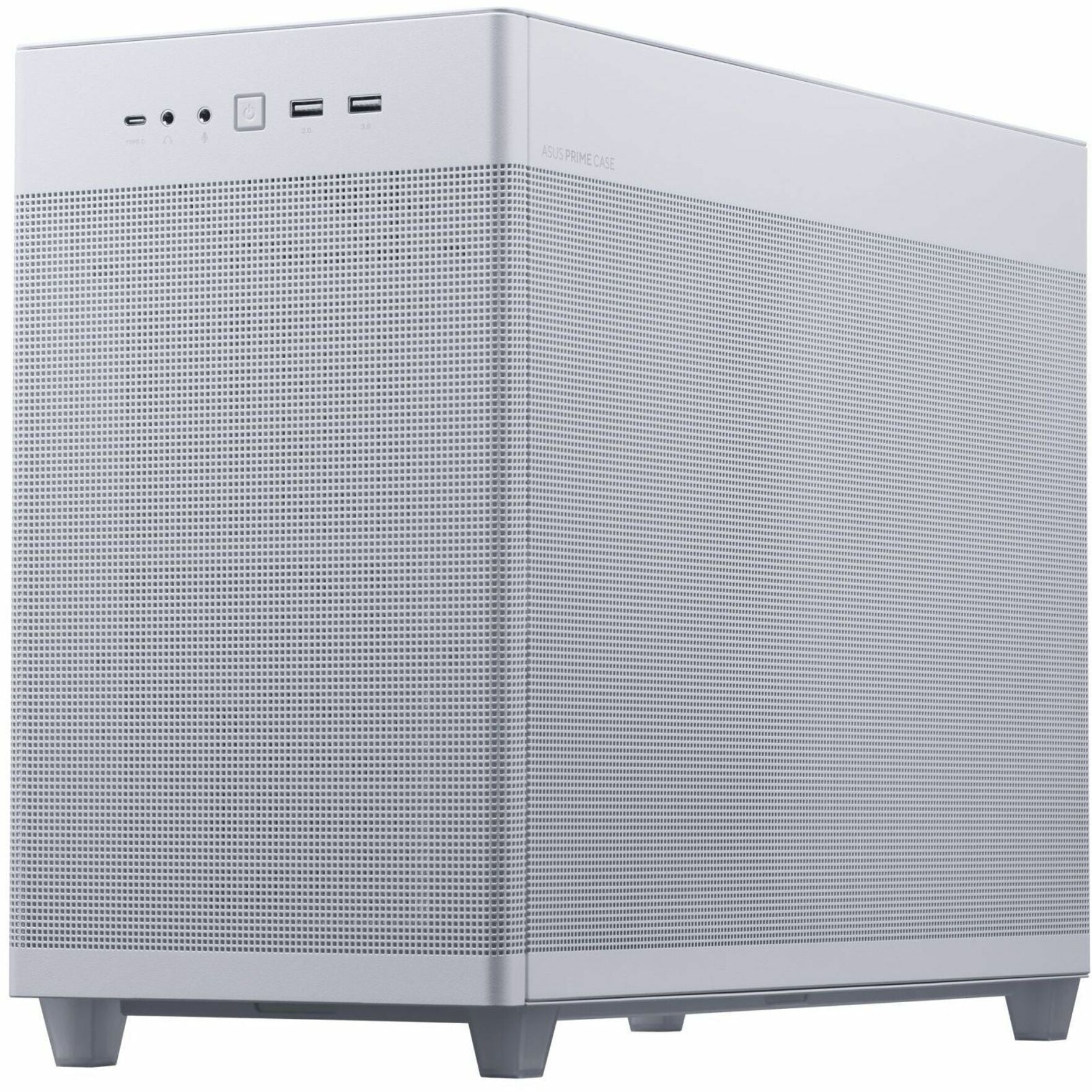 Asus AP201 ASUS PRIME CASE TG Computer Case - Micro ATX, Mini ITX Motherboard Supported - Tower - Tempered Glass - White - Left view