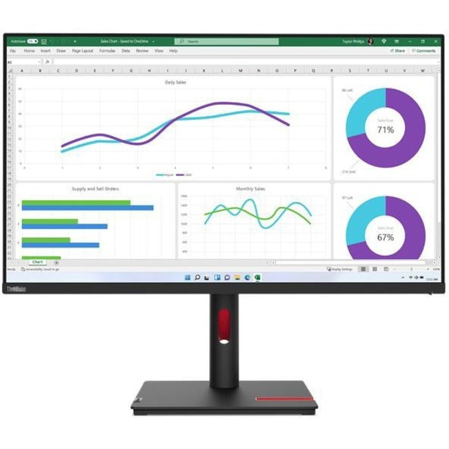 Lenovo ThinkVision T32h-30 32' Class WQHD LED Monitor - 16:9 - Raven Black