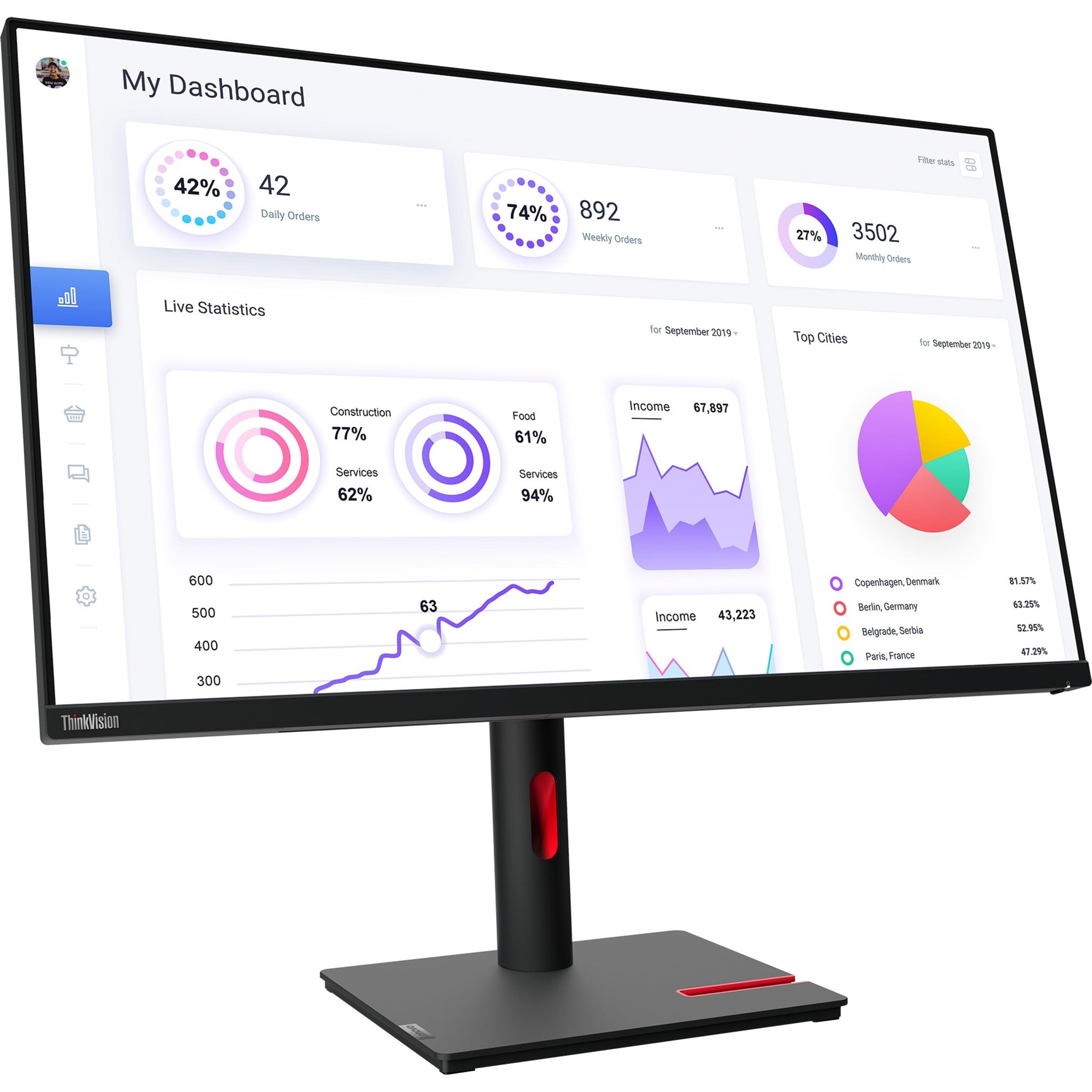 Lenovo ThinkVision T32p-30 32' Class 4K UHD LED Monitor - 16:9 - Raven Black