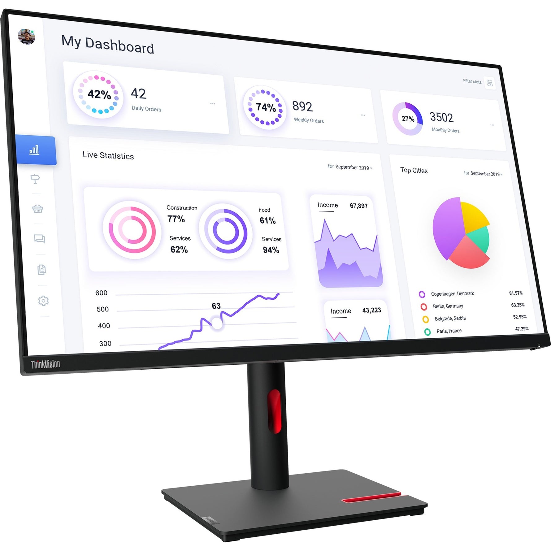 Lenovo ThinkVision T32p-30 32' Class 4K UHD LED Monitor - 16:9 - Raven Black