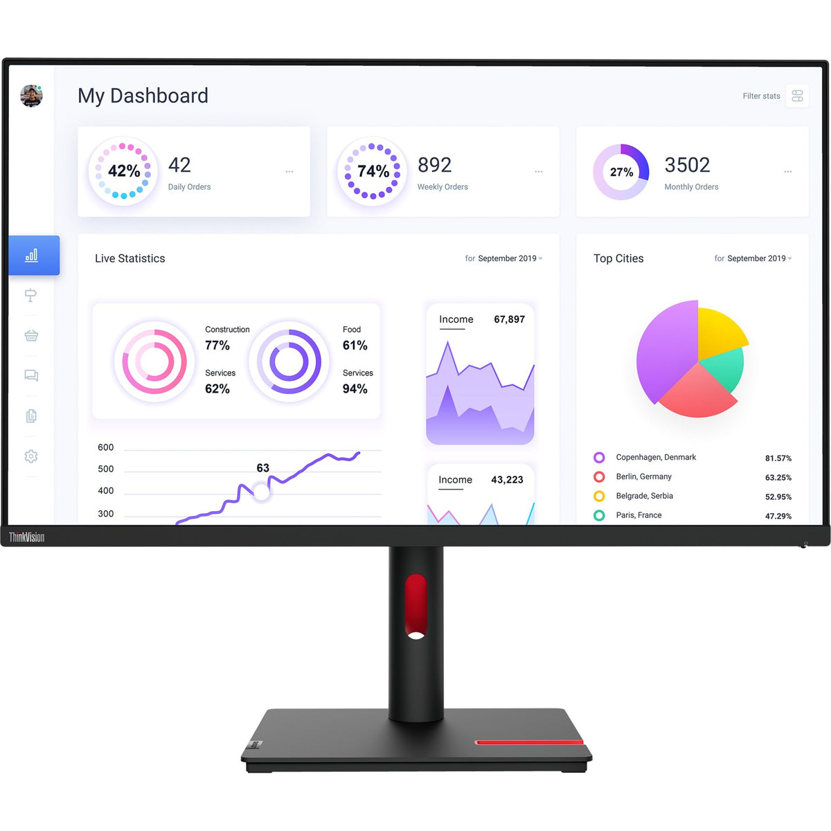 Lenovo ThinkVision T32p-30 32' Class 4K UHD LED Monitor - 16:9 - Raven Black
