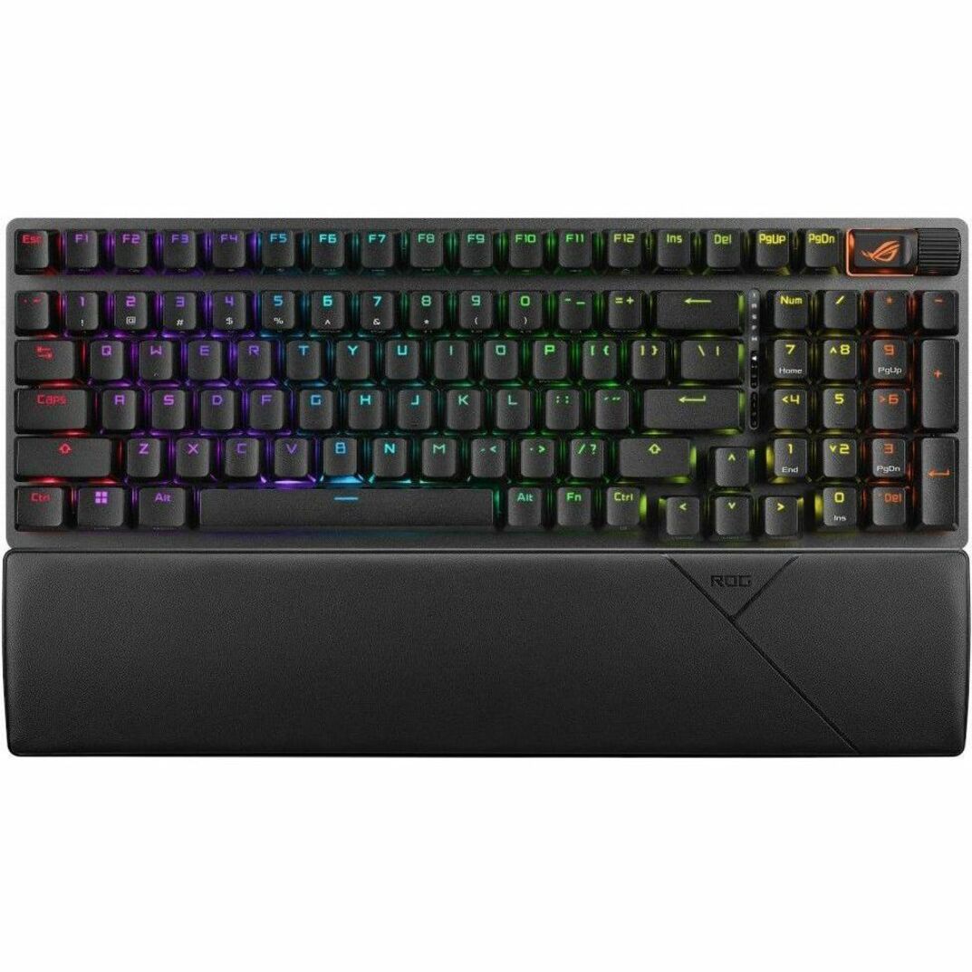 Asus ROG Strix Scope II 96 Wireless Gaming Keyboard - Compact - Wired/Wireless Connectivity - USB 2.0 Type A Interface - RGB LED - Black - Top view