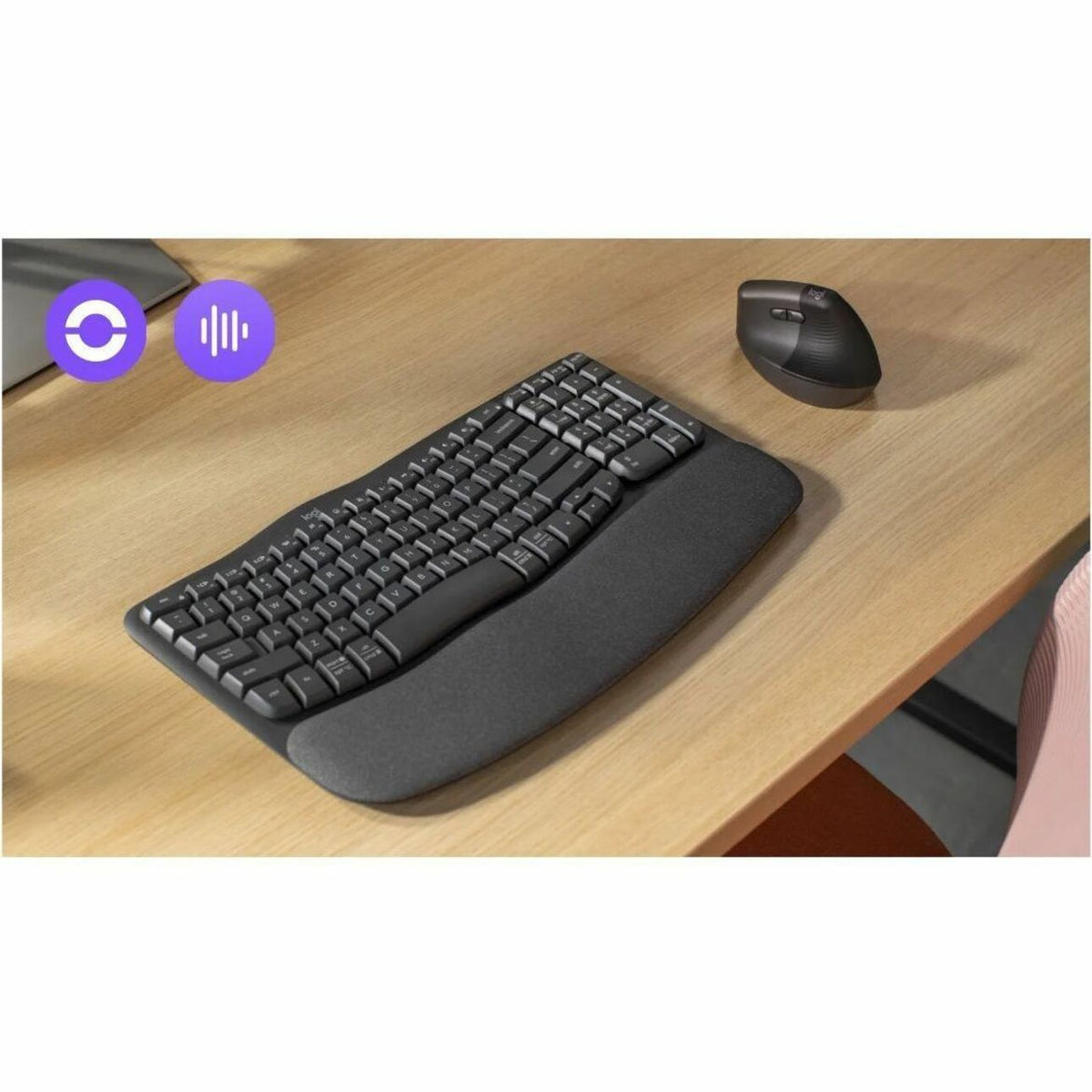 Logitech Wave Keys for Business Keyboard - Compact - Wireless Connectivity - USB Type A Interface - Graphite - Alternate view 6