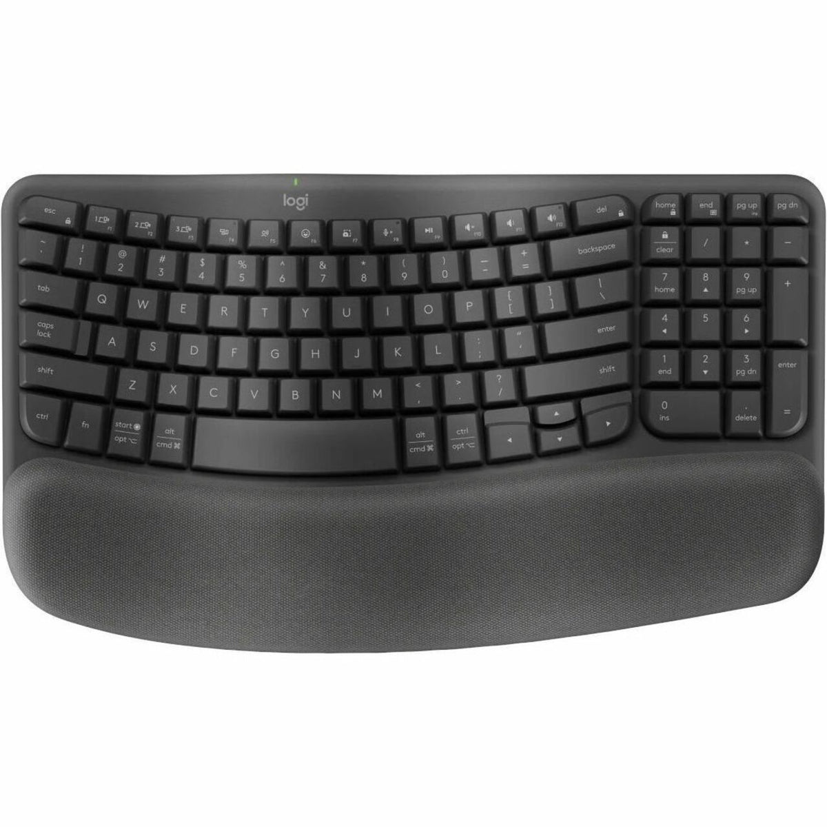 Logitech Wave Keys for Business Keyboard - Compact - Wireless Connectivity - USB Type A Interface - Graphite - Top view