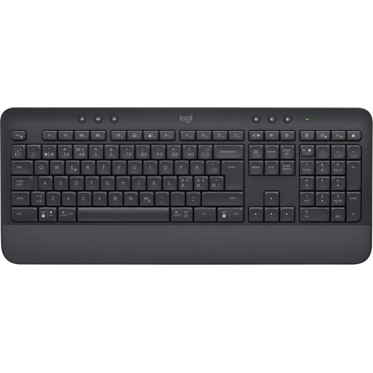 Logitech Signature K650 Keyboard - Wireless Connectivity - English - Graphite - Top view
