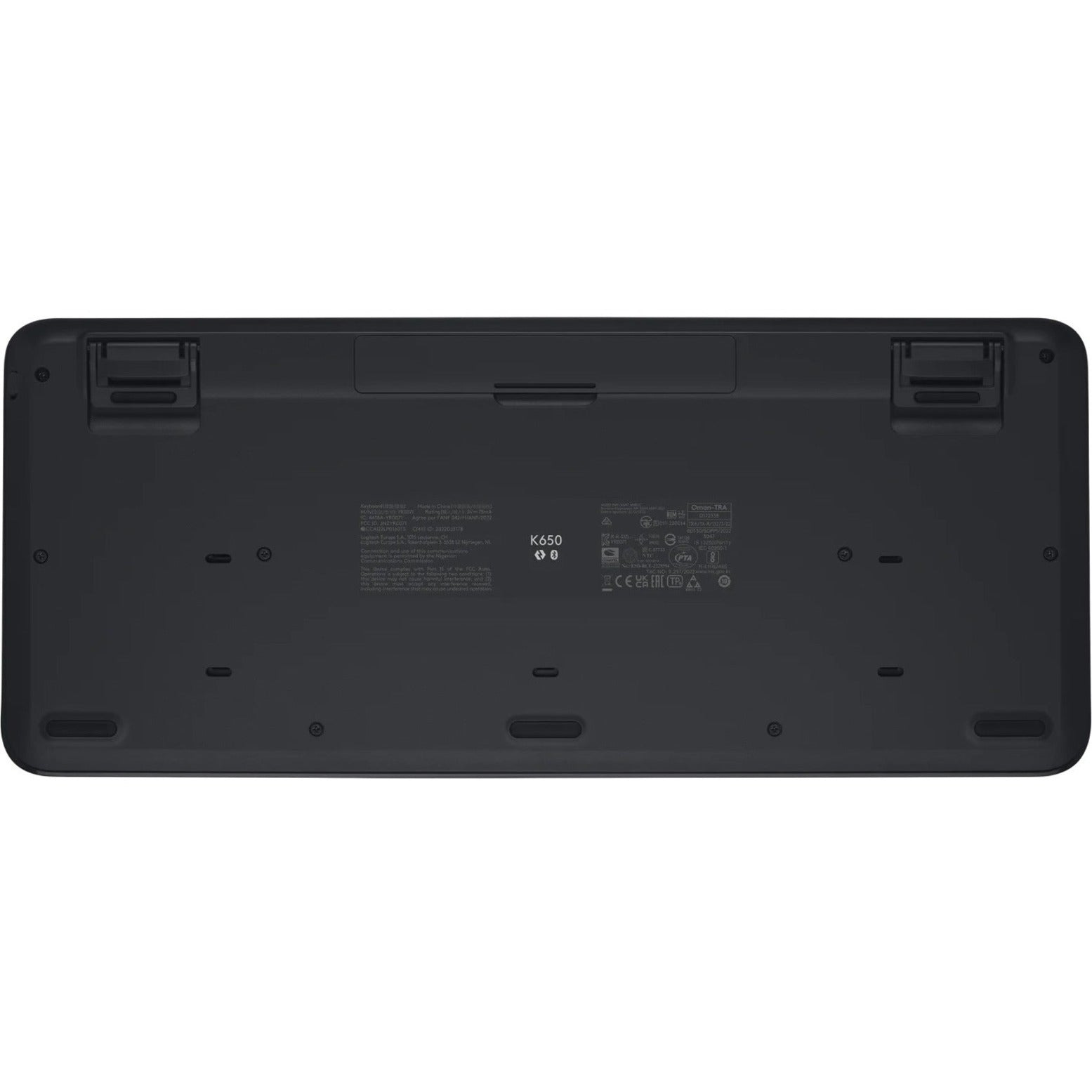 Logitech Signature K650 Keyboard - Wireless Connectivity - English - Graphite - Bottom view