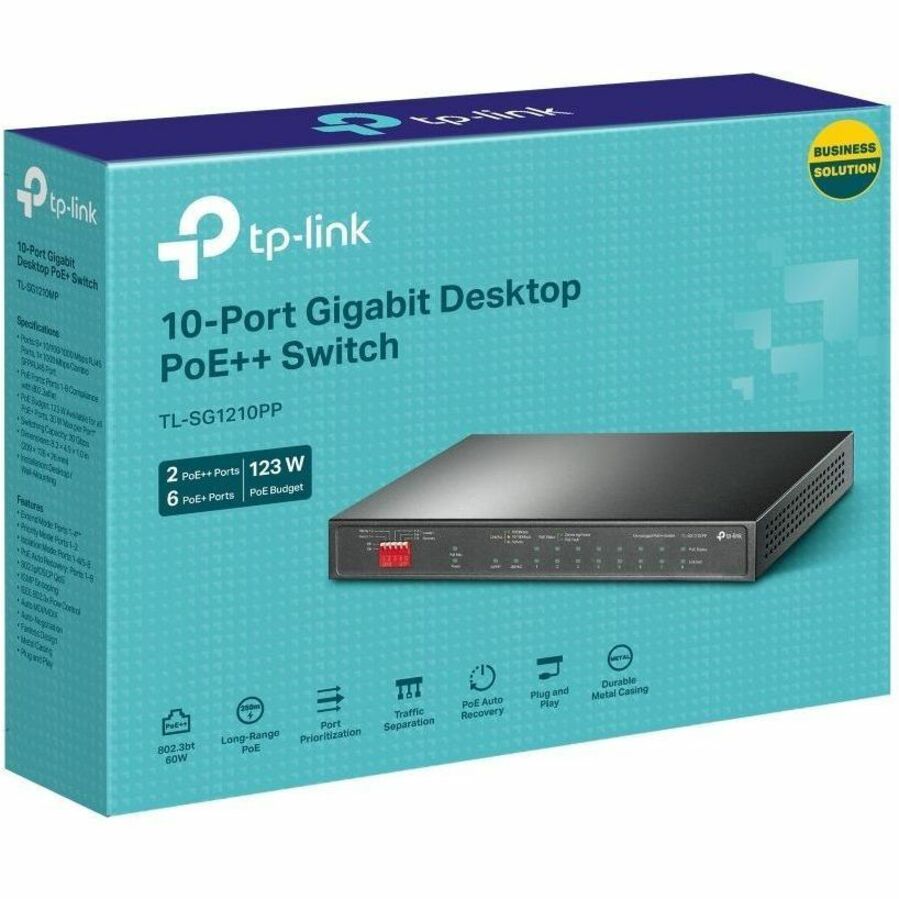 TP-Link TL-SG1210PP 10 Ports Ethernet Switch - Gigabit Ethernet - 1000Base-X, 10/100/1000Base-T