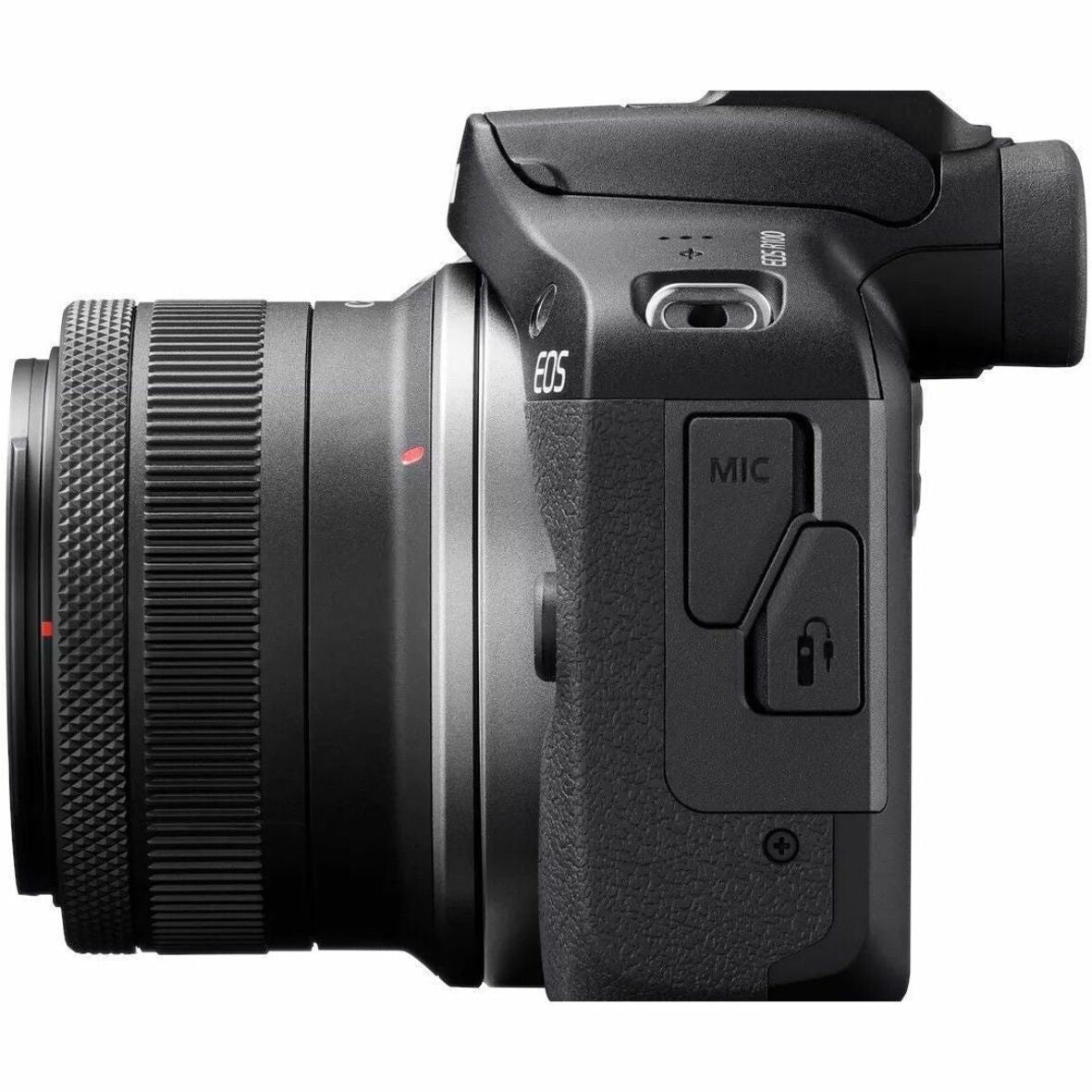 Canon EOS R100 24.1 Megapixel Digital SLR Camera with Lens - 18 mm - 45 mm - Black - Left view