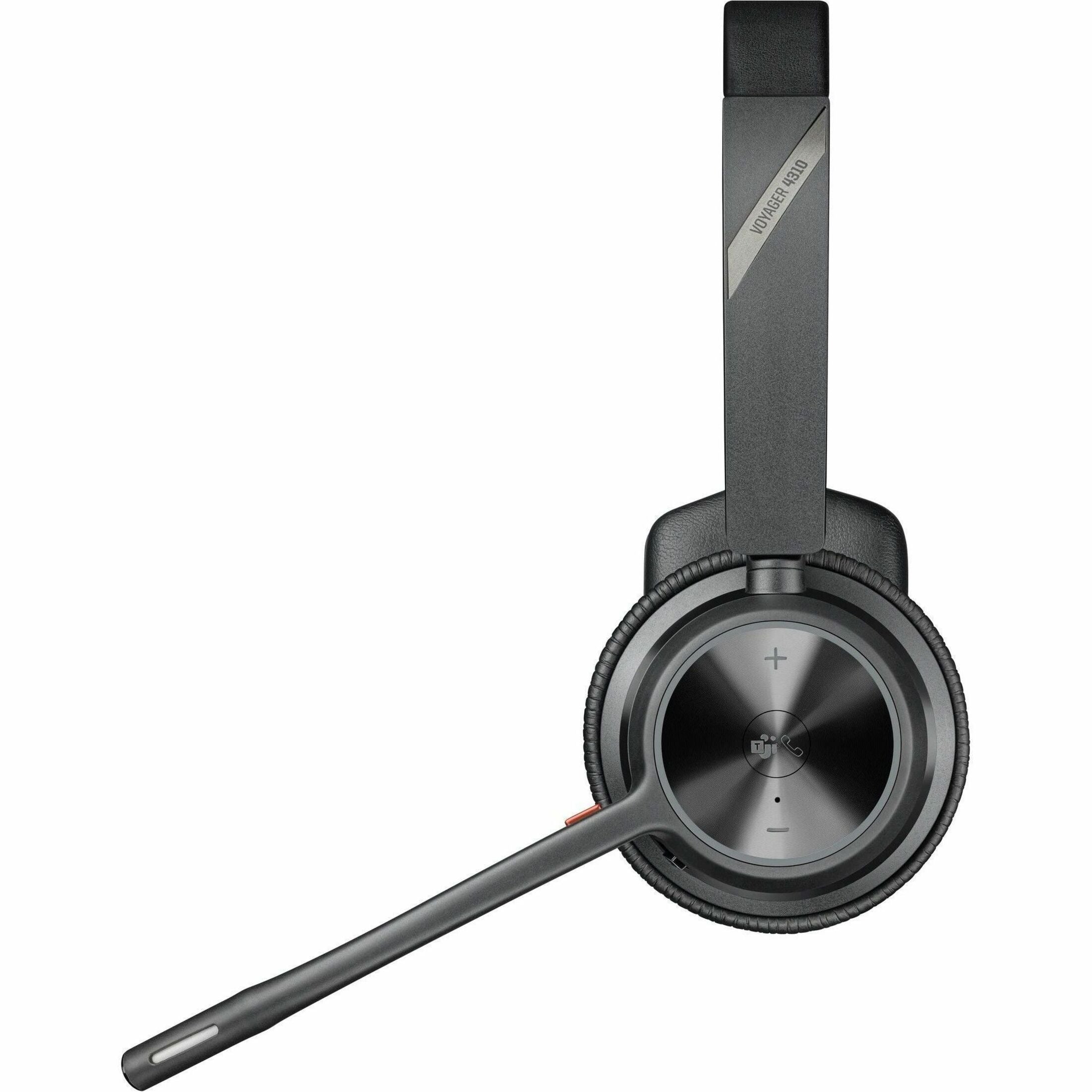 Poly Voyager 4300 UC 4310 Wired/Wireless Over-the-head, On-ear Mono Headset - Black - Left view