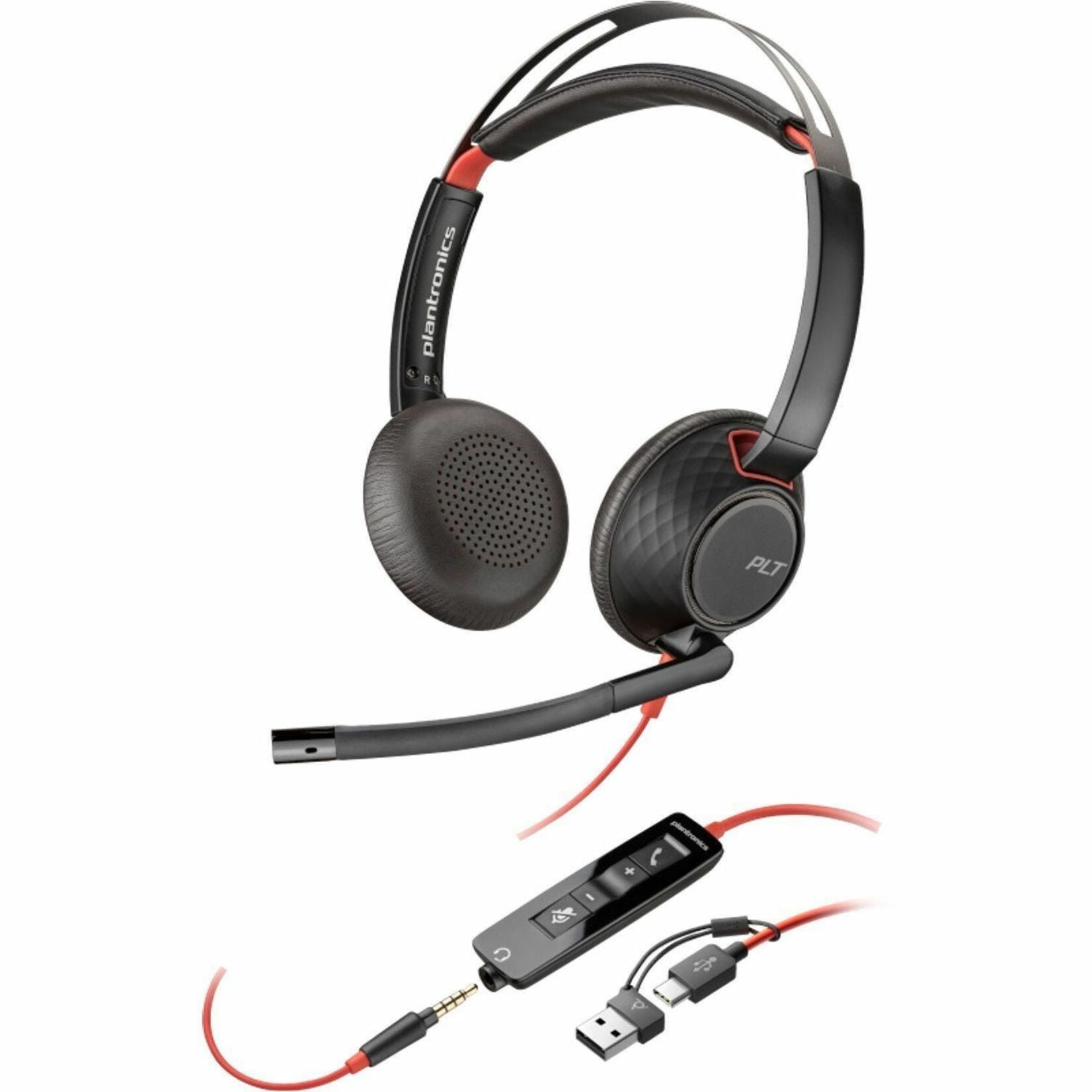 Poly Blackwire 5220 Wired On-ear, Over-the-head Stereo Headset - Black