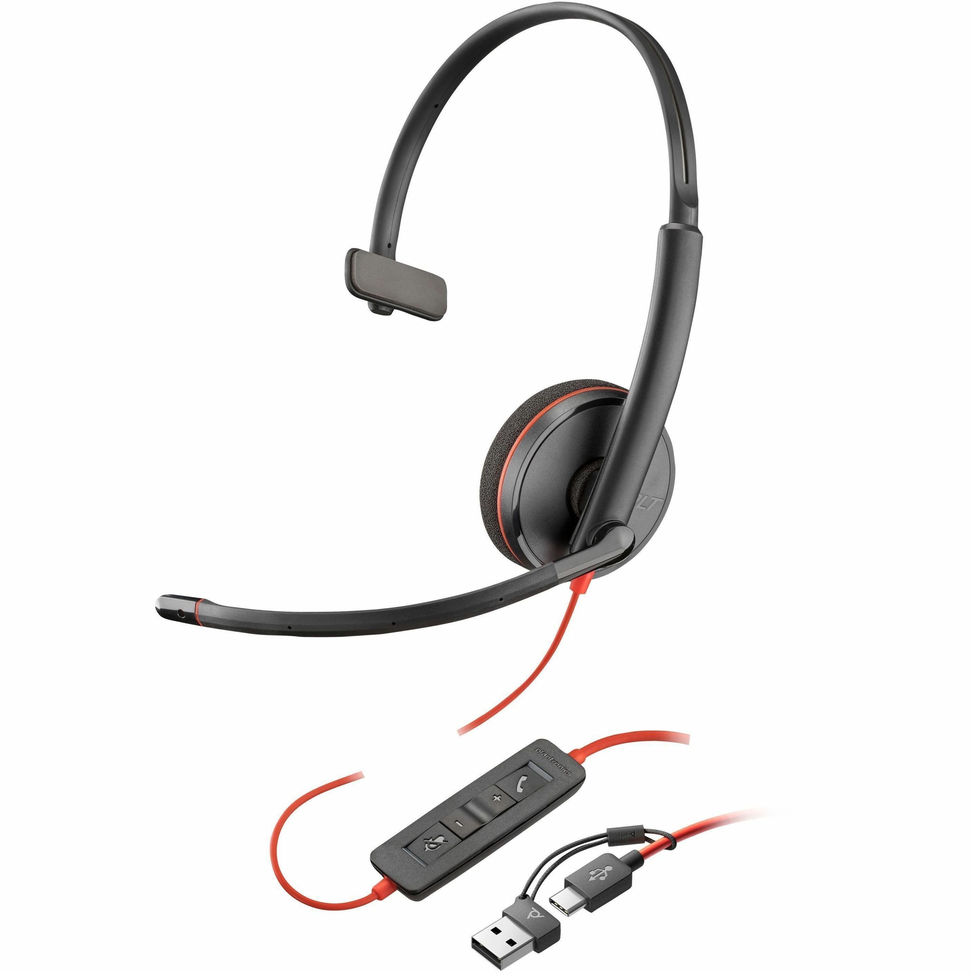 Poly Blackwire 3210 Wired On-ear Mono Headset - Black