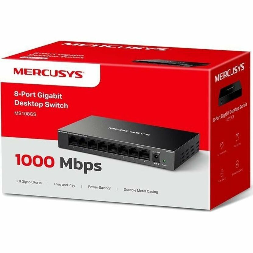 MERCUSYS MS108GS 8 Ports Ethernet Switch - Gigabit Ethernet - 10/100/1000Base-T