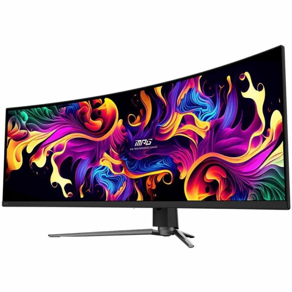 MSI MPG 491CQP QD-OLED 49' Class Dual Quad HD (DQHD) Curved Screen Gaming OLED Monitor - 32:9 - Metallic Black - Left view