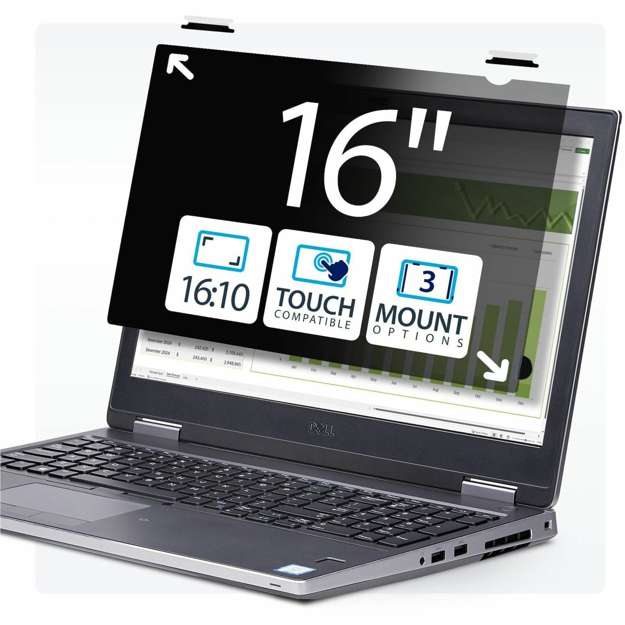 StarTech.com 16-inch 16:10 Flip-Up Privacy Screen w/Touch, Anti-Glare Privacy Filter, Laptop Monitor Screen Protector, Blue Light Filter