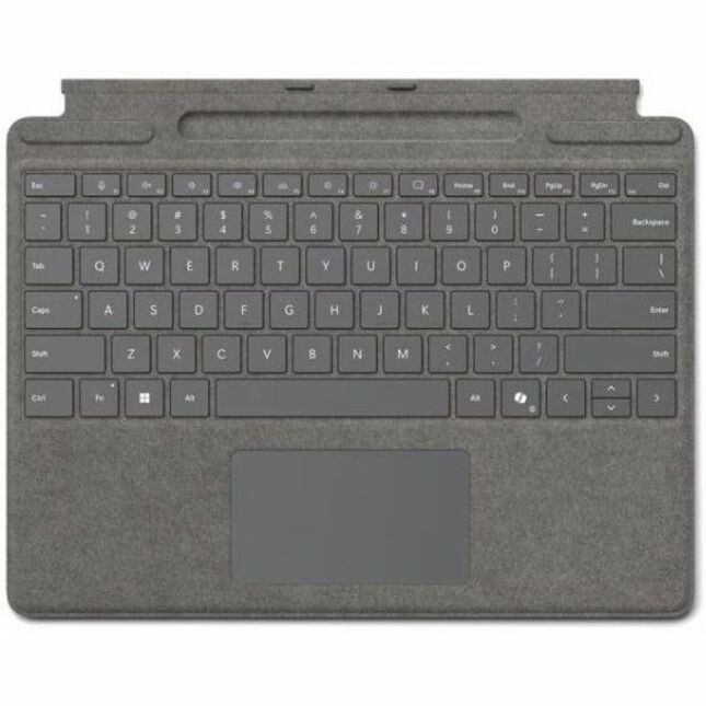 Microsoft Signature Type Cover Keyboard/Cover Case Microsoft Surface Pro 10, Surface Pro 9, Surface Pro 8, Surface Pro X, Surface Pro 11 Tablet - Platinum