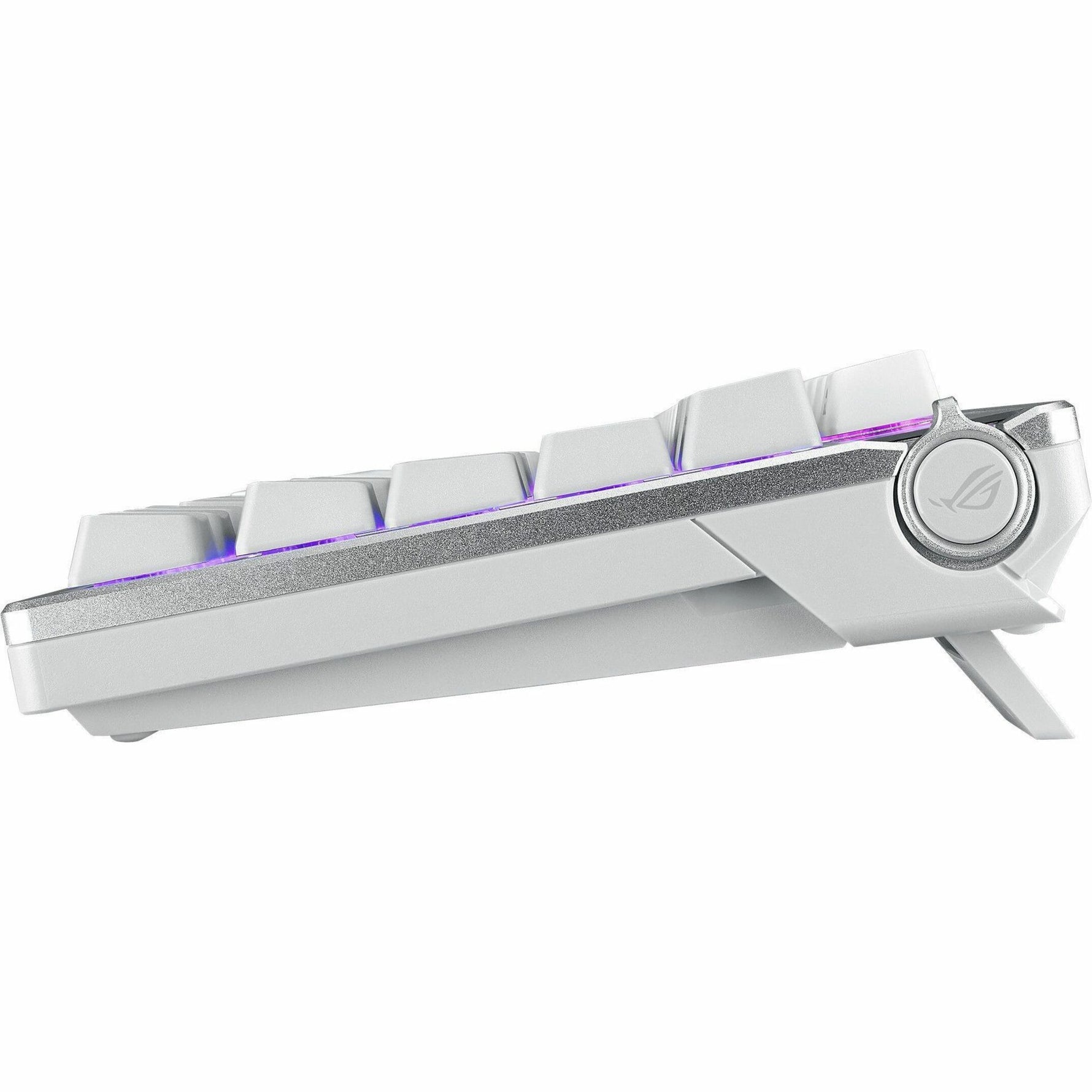 Asus ROG Azoth Gaming Keyboard - Wired/Wireless Connectivity - USB 2.0 Interface - RGB LED - White - Left view