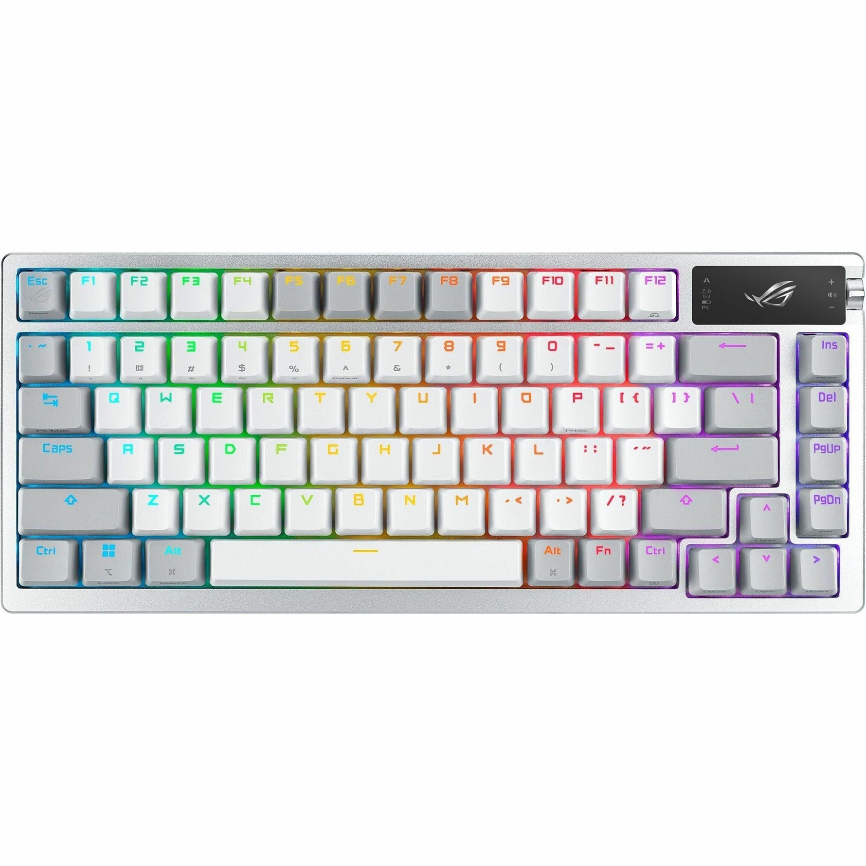 Asus ROG Azoth Gaming Keyboard - Wired/Wireless Connectivity - USB 2.0 Interface - RGB LED - White - Top view