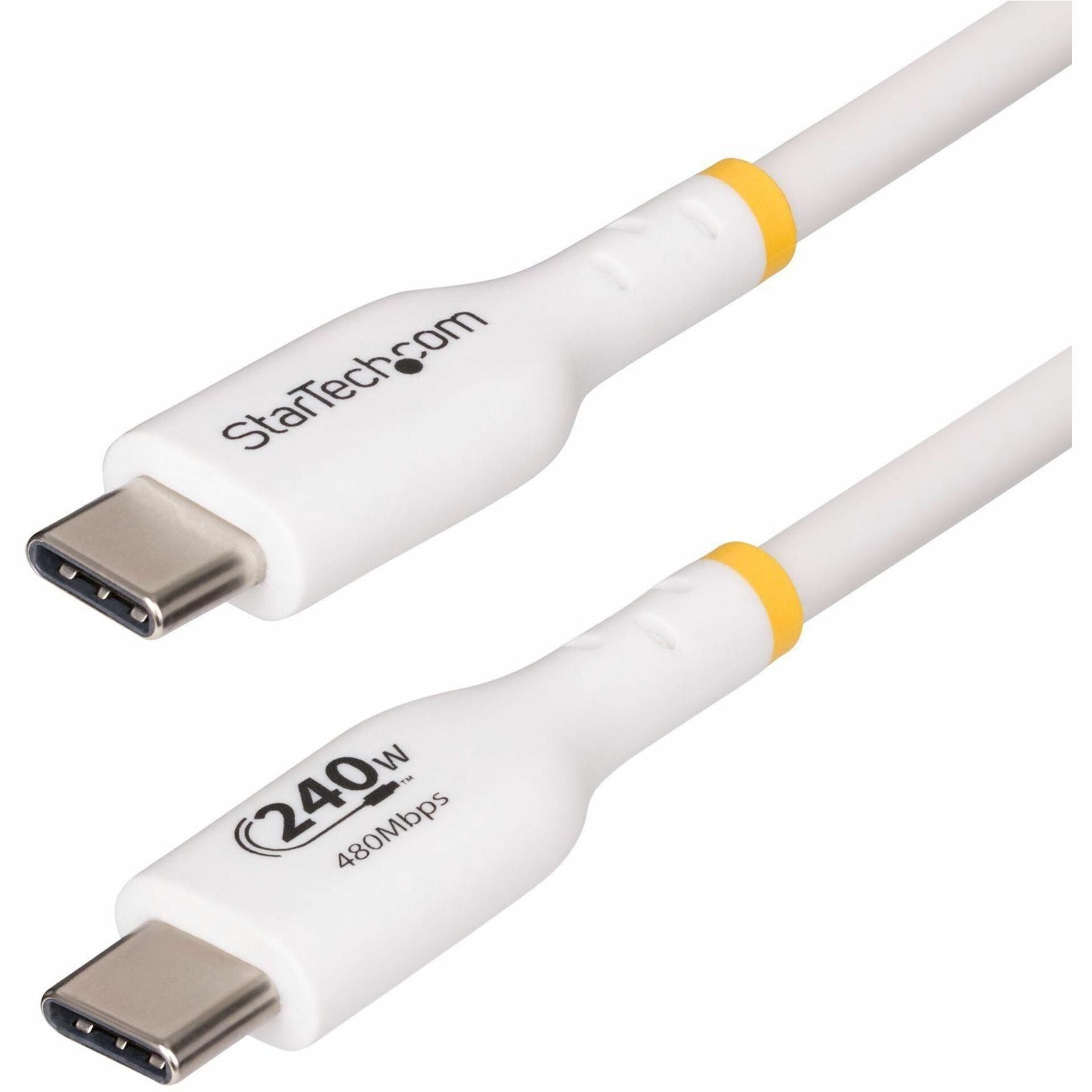 StarTech.com 1m White USB-C Charging Cable, USB-IF Certified USB C Cable, 240W PD EPR, USB 2.0 Type-C Laptop Charger Cord, TPE Jacket, M/M