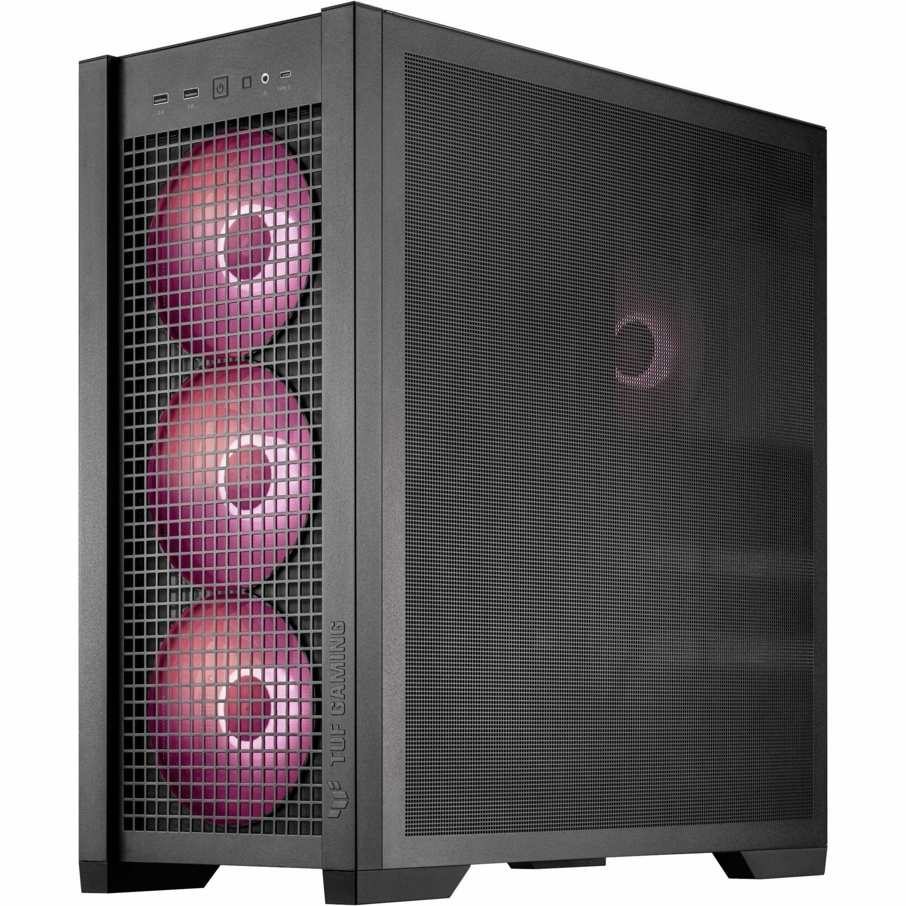 TUF Gaming GT302 ARGB Gaming Computer Case - EATX, ATX Motherboard Supported - Mid-tower - Tempered Glass, Mesh - Black - Left view