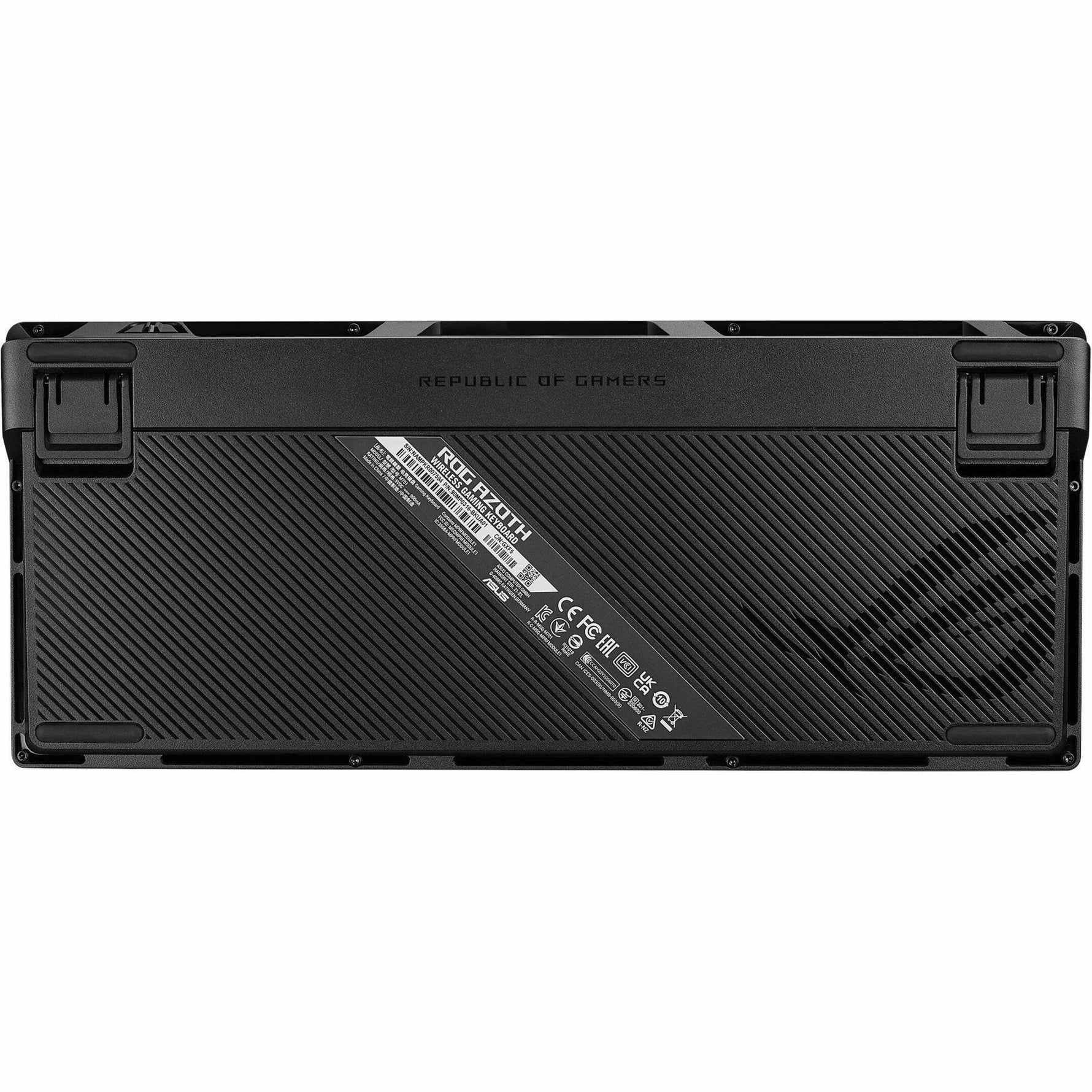 Asus ROG Azoth Gaming Keyboard - Wired/Wireless Connectivity - USB 2.0 Interface - RGB LED - Black - Bottom view