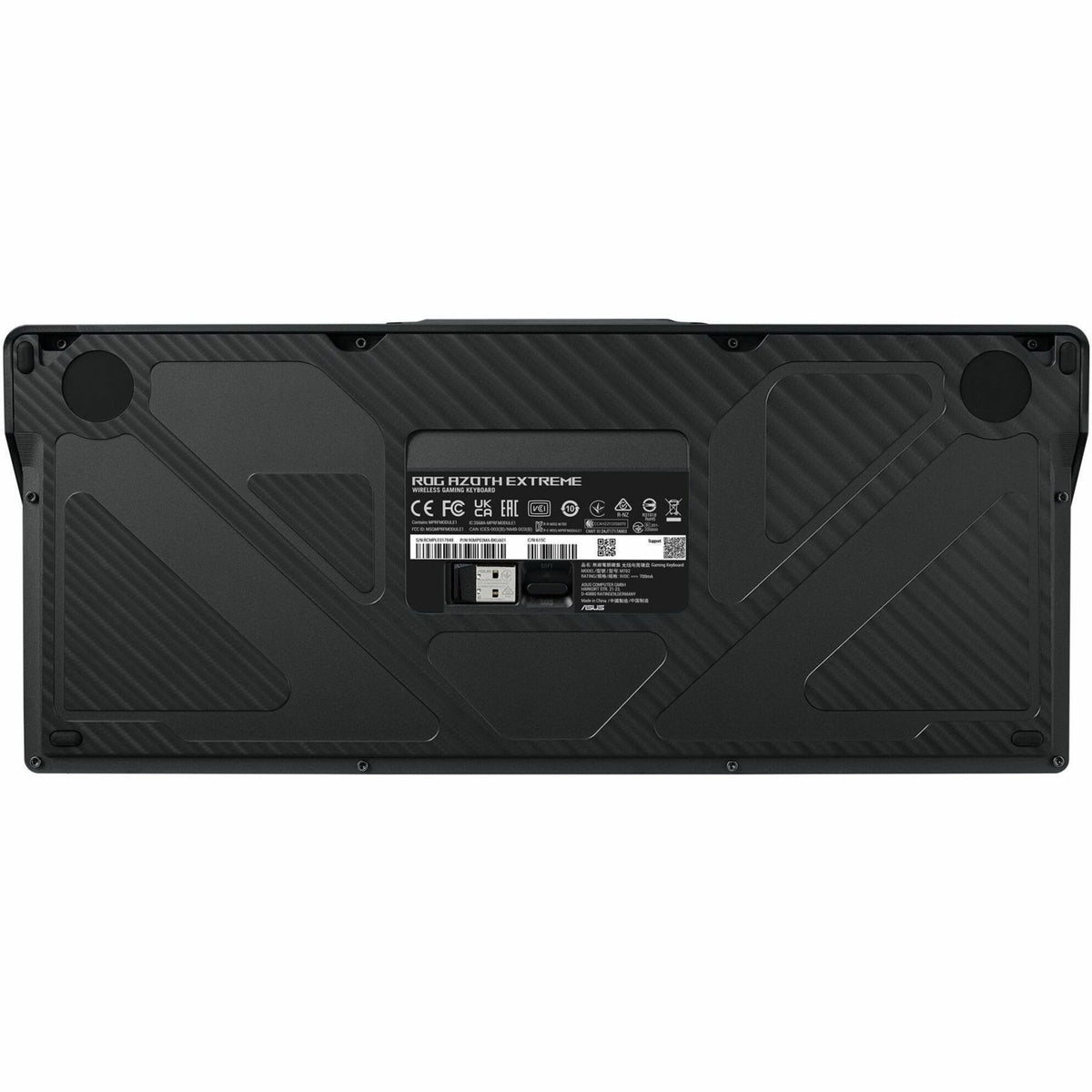 Asus ROG Azoth Extreme Gaming Keyboard - Wired/Wireless Connectivity - USB 2.0 Interface - RGB LED - Bottom view