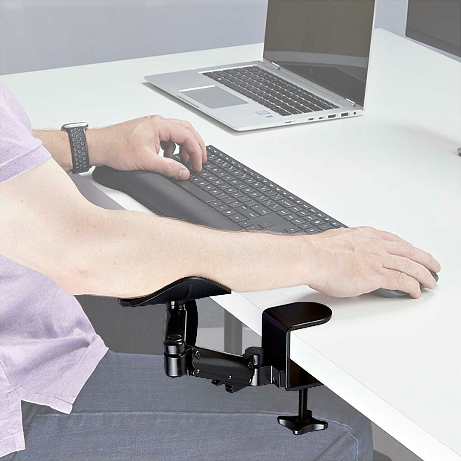 StarTech.com Adjustable Arm Rest for Office Desk, Ergonomic Arm/Elbow Support, 360-Degree Rotation, Clamp-On/No Drill Installation - Alternate view 6