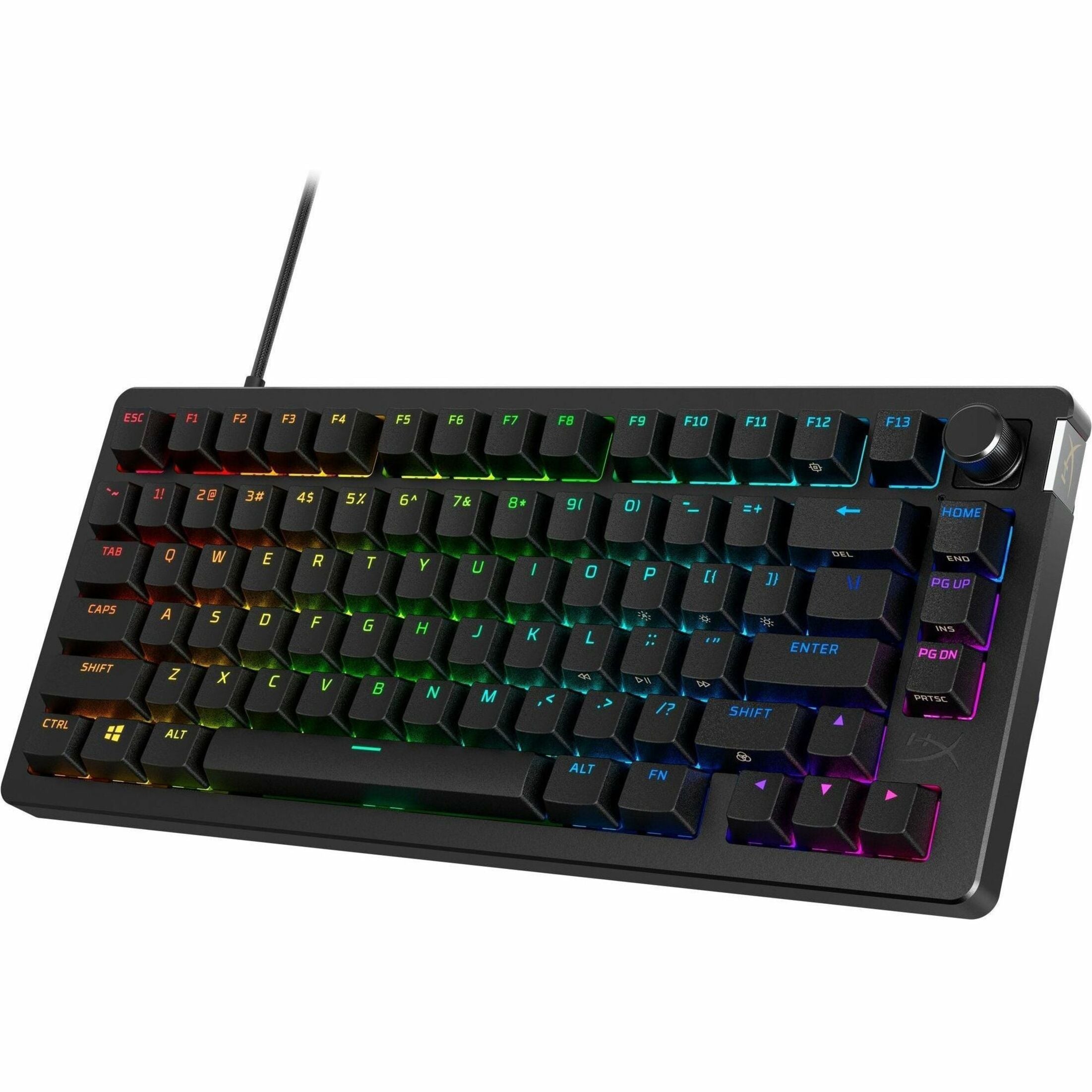 HyperX Alloy Rise 75 Gaming Keyboard - Compact - Cable Connectivity - USB Interface - RGB LED - English (US) - Black