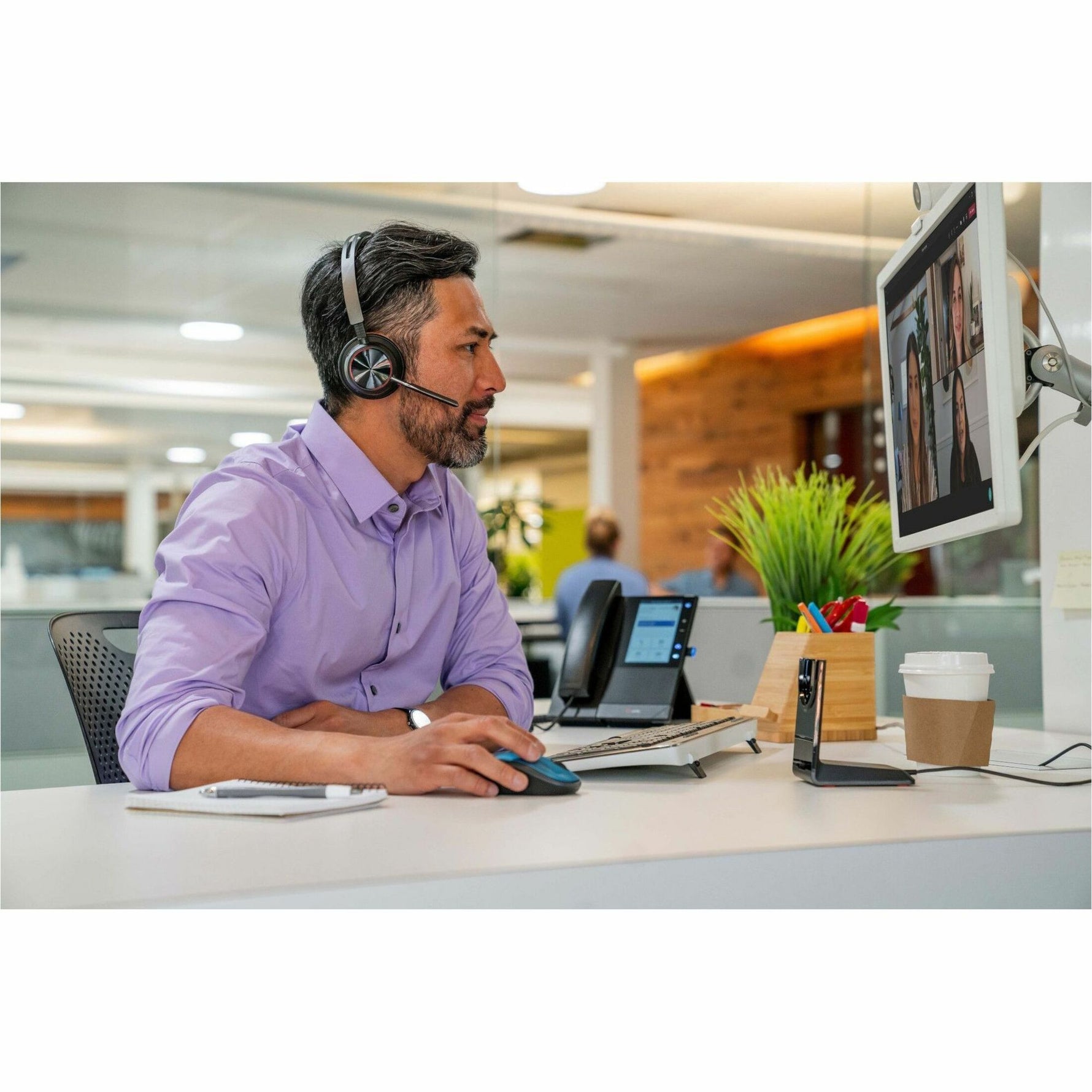 Poly Voyager Focus 2 Wired/Wireless Over-the-head Stereo Headset - Black - Alternate view 7