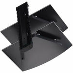 StarTech.com Dual Floating Wall-Mounted AV Shelves, Adjustable Height Shelf For Under TV A/V Equipment, Black Tempered Glass Shelves - Bottom view