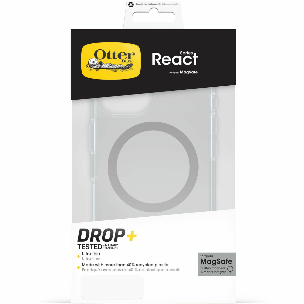 OtterBox React Case for Apple iPhone 16 Smartphone - Clear - Retail - 1