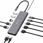Verbatim USB Type C Docking Station for Monitor, Headphone, Speaker - Charging Capability - Memory Card Reader - SD