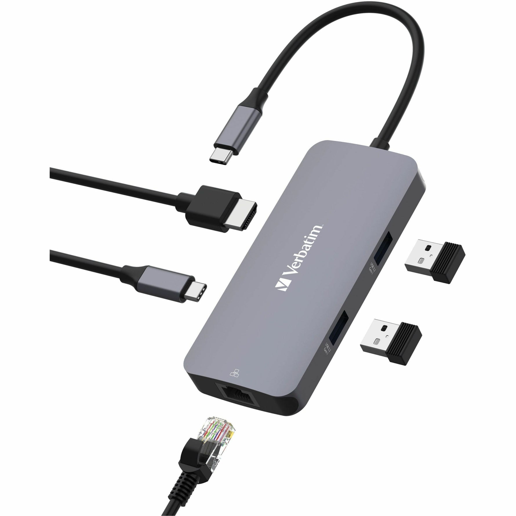 Verbatim USB Type C Docking Station for Monitor, Desktop PC, Notebook - Charging Capability - Alternate view 6