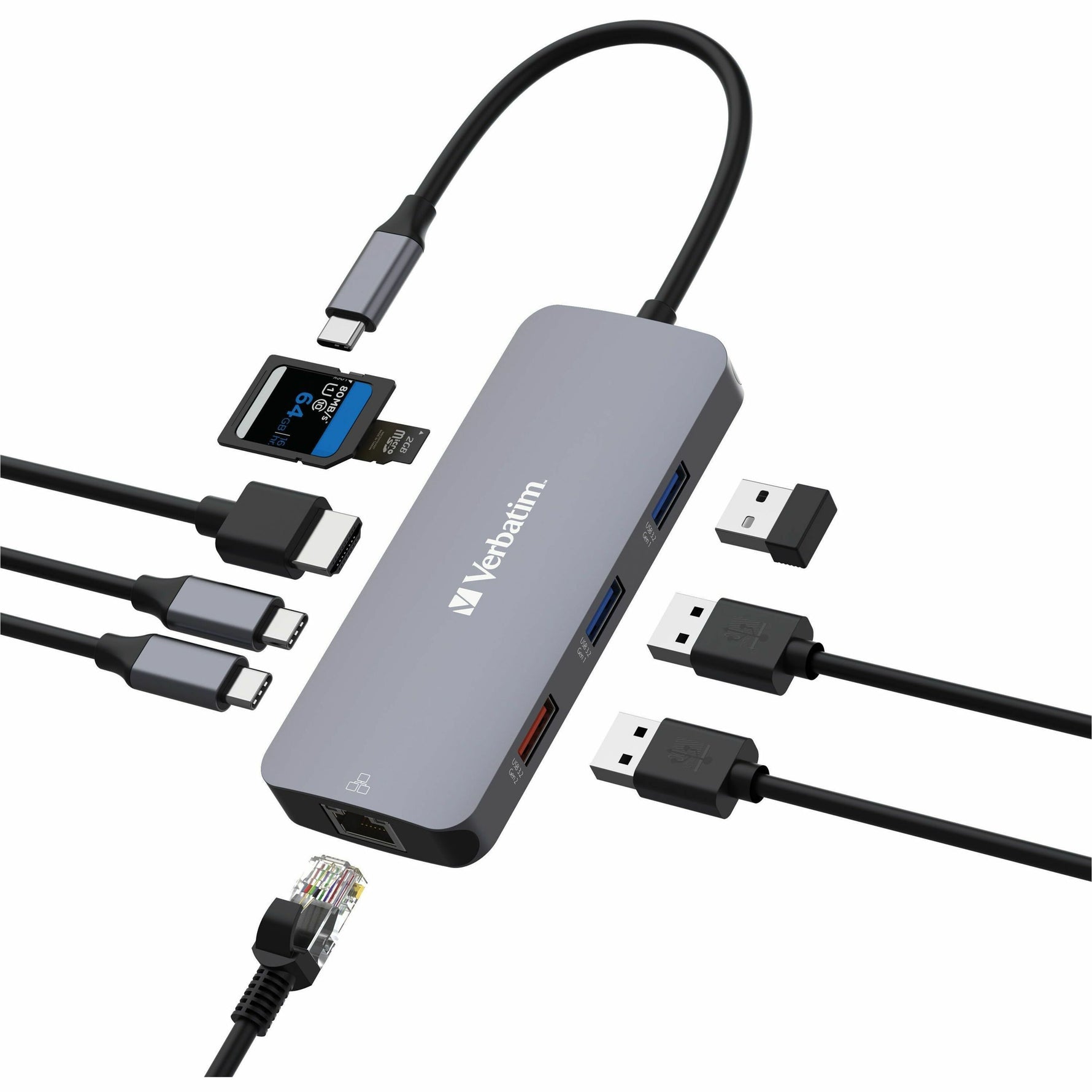 Verbatim USB Type C Docking Station for Notebook - Charging Capability - Memory Card Reader - SD - Alternate view 6