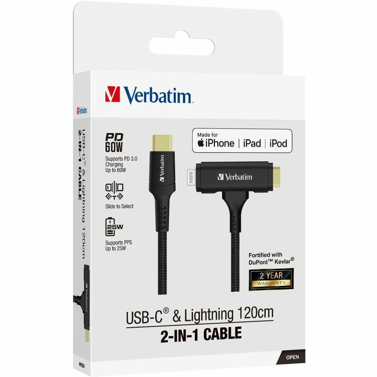 Verbatim 1.20 m Lightning/USB-C Data Transfer Cable