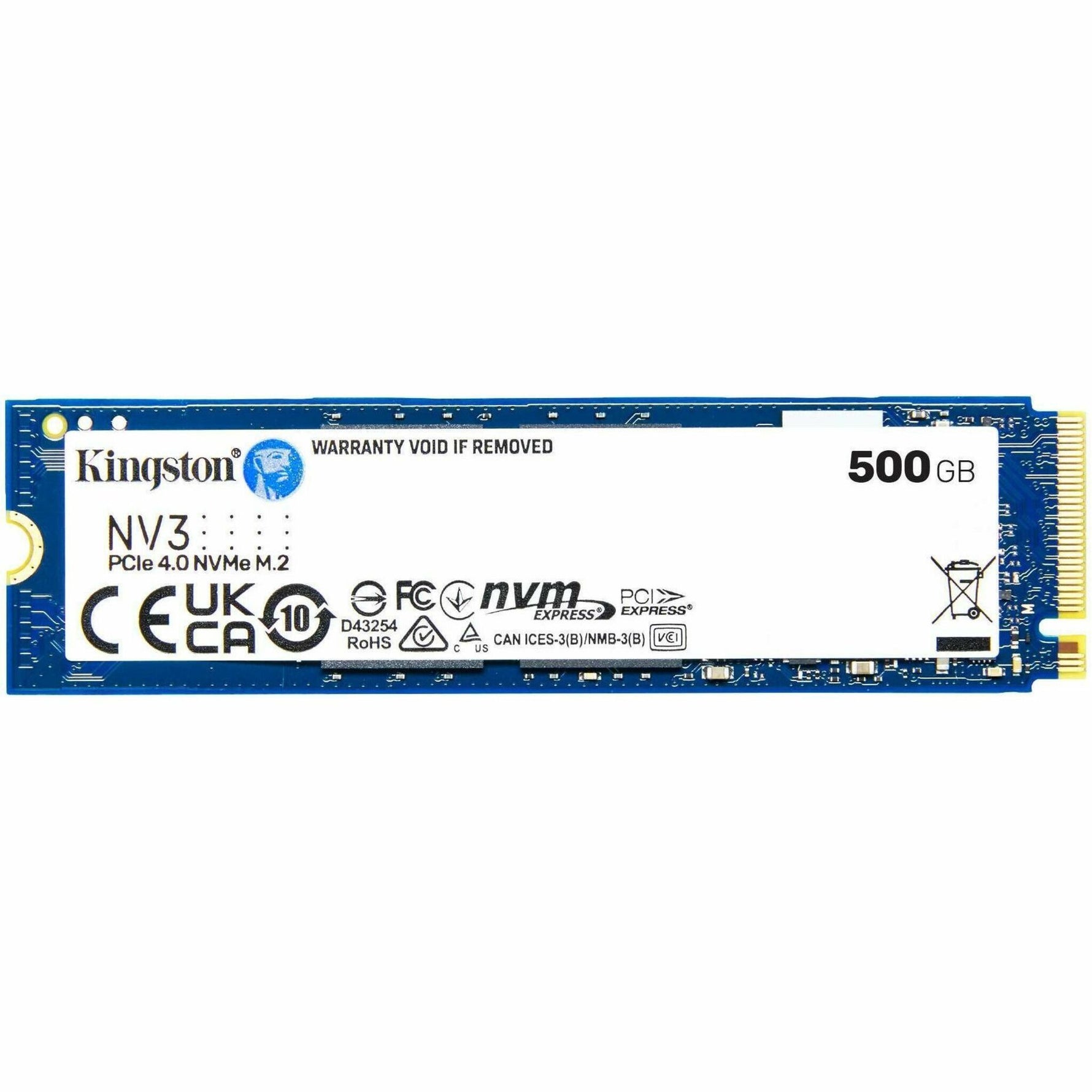 Kingston NV3 500 GB Solid State Drive - M.2 2280 Internal - PCI Express NVMe (PCI Express NVMe 4.0 x4)